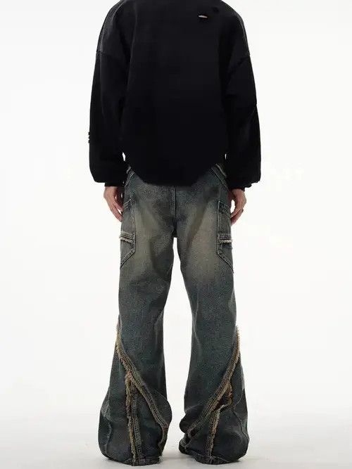 Japanese Brand × Jean Street embroidered skull wide leg jeans Size US 32 / EU 48 - 3 Thumbnail