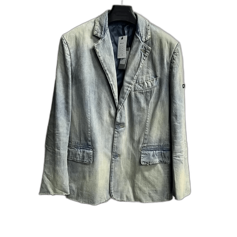 Balenciaga Balenciaga Denim Blazer with Distressed Finish Size US S / EU 44-46 / 1 - 1 Thumbnail