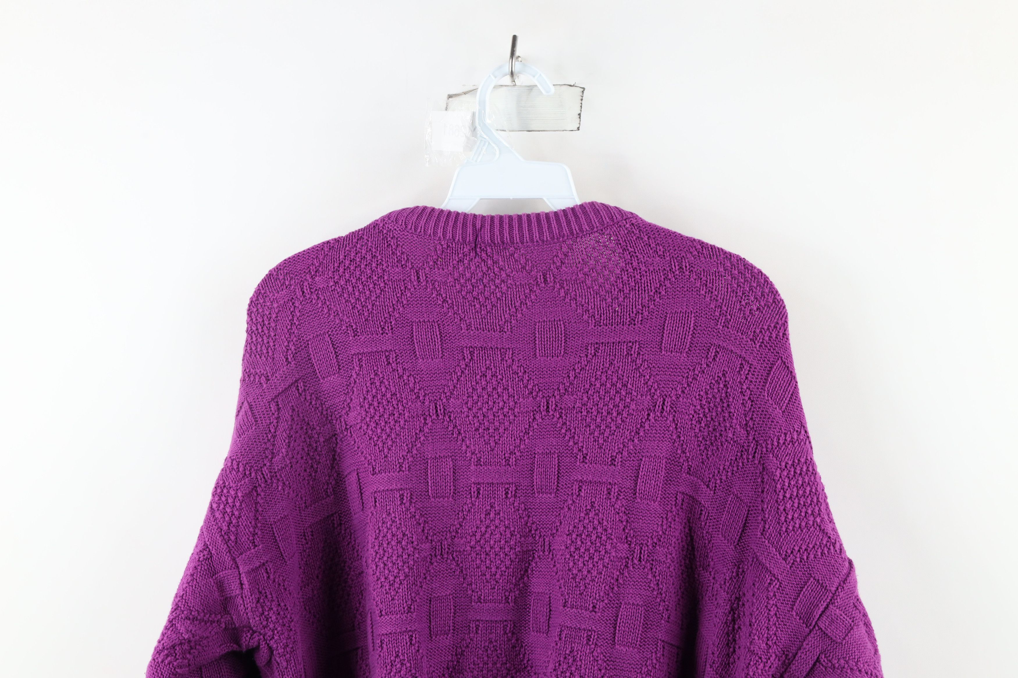Vintage Vintage 90s Streetwear Cotton Knit Sweater Purple USA Size US L / EU 52-54 / 3 - 7 Thumbnail
