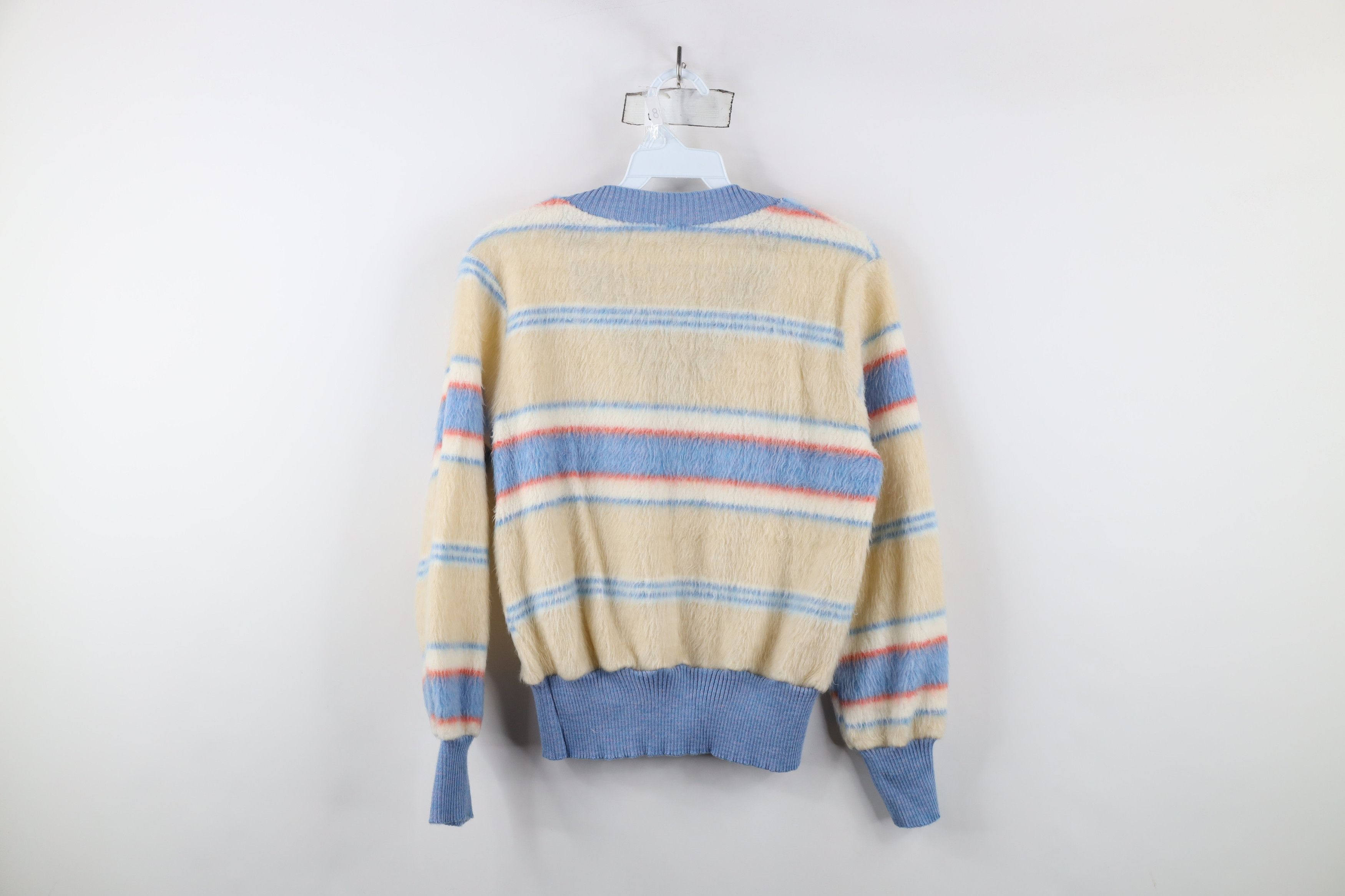Vintage Vintage 70s Streetwear Striped Fuzzy Shag V-Neck Sweater USA Size S / US 4 / IT 40 - 8 Thumbnail