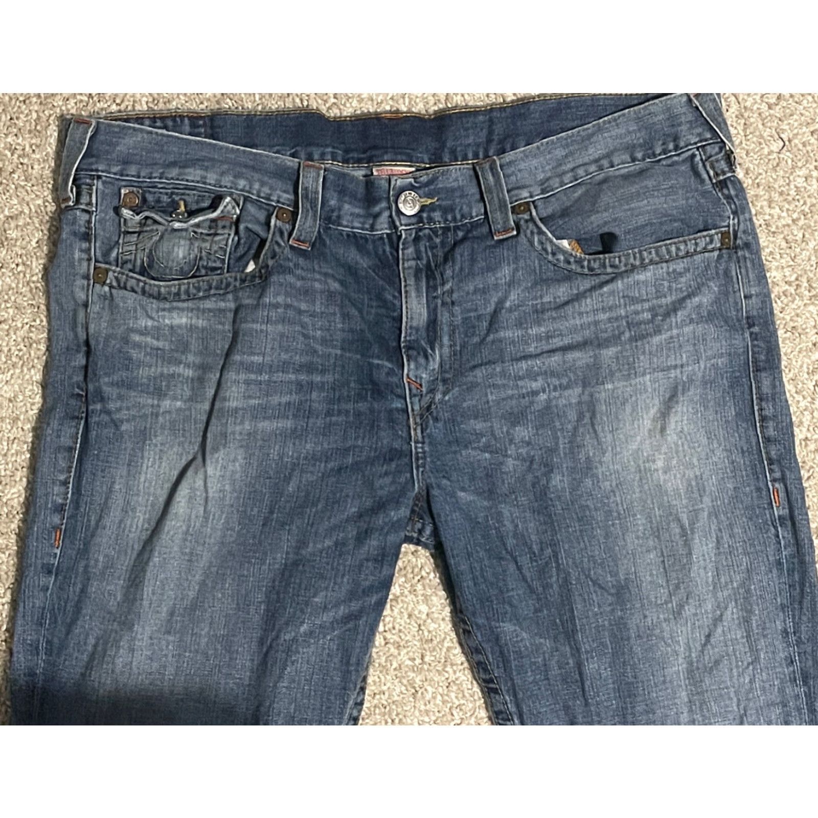 True Religion True Religion Billy Men’s Jeans Blue USA Made Size 42x33 Denim 5-Pocket Design Belt Loops Button Stitched Vintage No Size US 42 / EU 58 - 2 Thumbnail