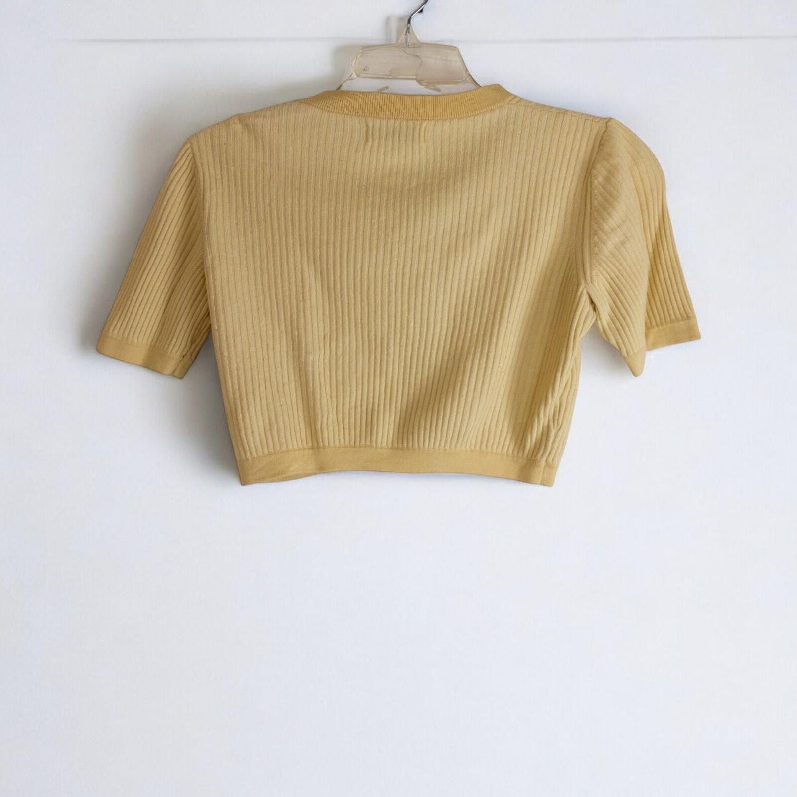 NAADAM Naadam Yellow Cropped Cardigan Top Womens Medium Size M / US 6-8 / IT 42-44 - 5 Thumbnail