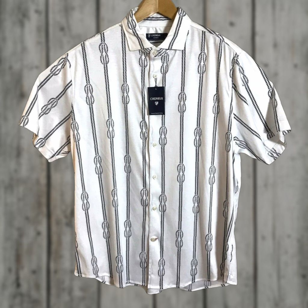 Cremieux CREMIEUX Classics Shirt Mens XL 100% Cotton Button Front Knit Rope Pattern 9 Size US XL / EU 56 / 4 - 1 Thumbnail