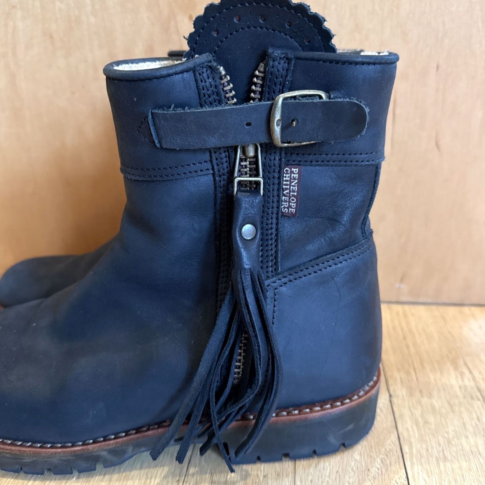 Vintage Penelope Chilvers Boots Womens Size 41.5 Black Suede Leather Tassel Zipper Casual Fall Winter 41.5 Mens? Size US 12 / IT 42 - 5 Thumbnail
