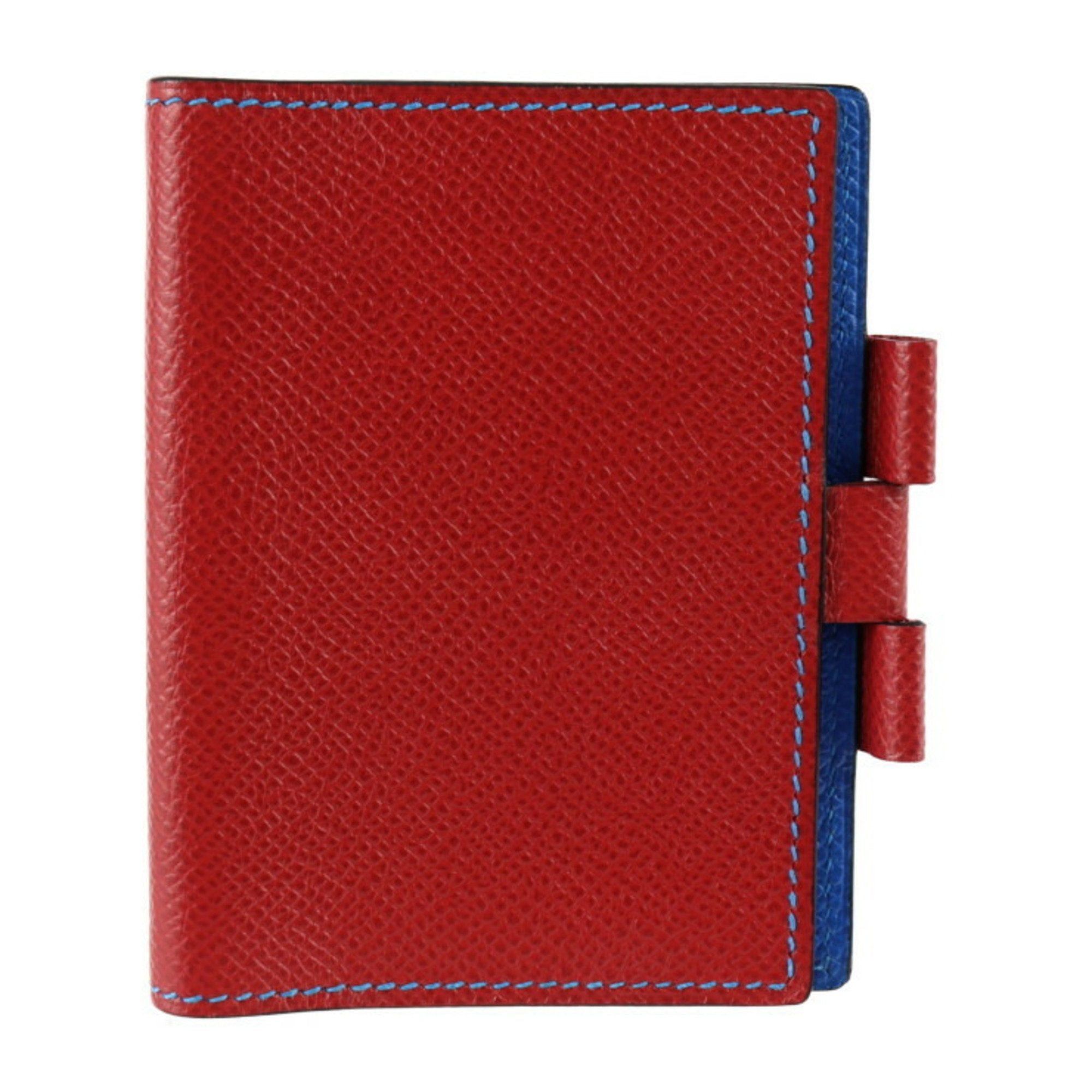 image of Hermes Agenda Pm Notebook Cover Couchevel Red Blue A Engraved, Women's