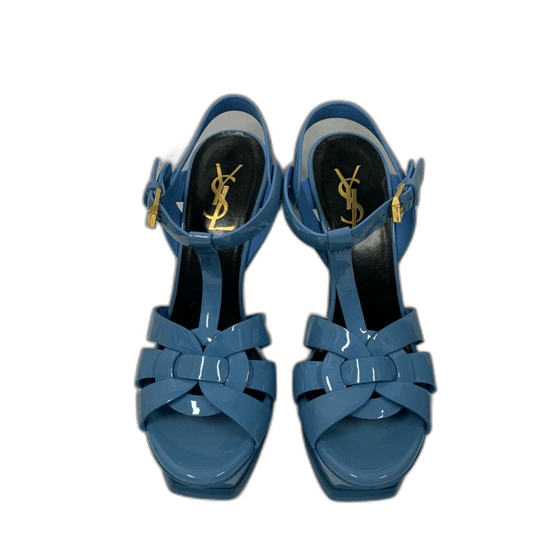 Yves Saint Laurent YSL Blue Patent Leather High Heels Size 36-2506 Size US 6 / IT 36 - 1 Thumbnail
