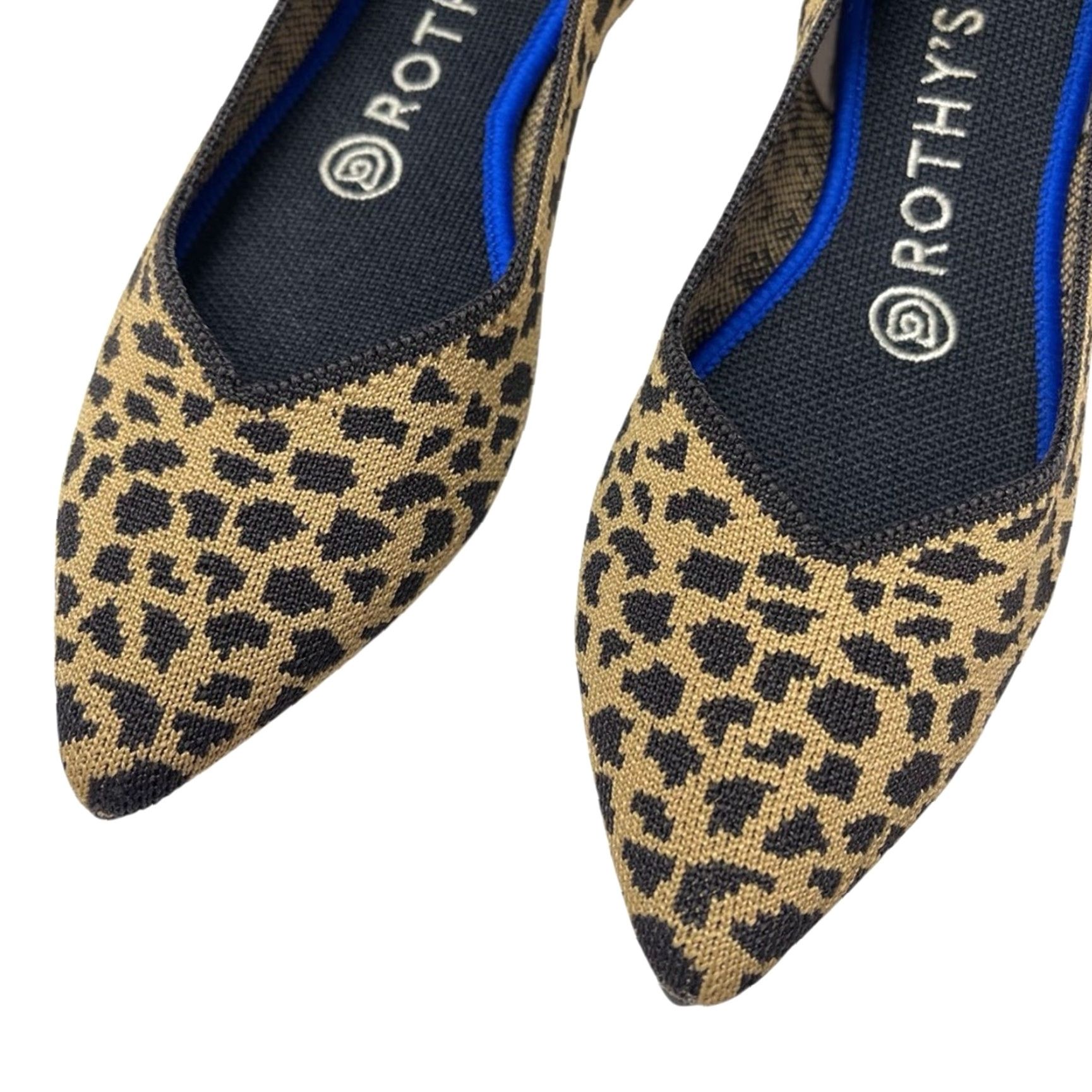 Rothy's Animal Print Pointed Flat Size 7 Leopard Cheetah Women Slip On Tan Shoes Flat Shoes Womens