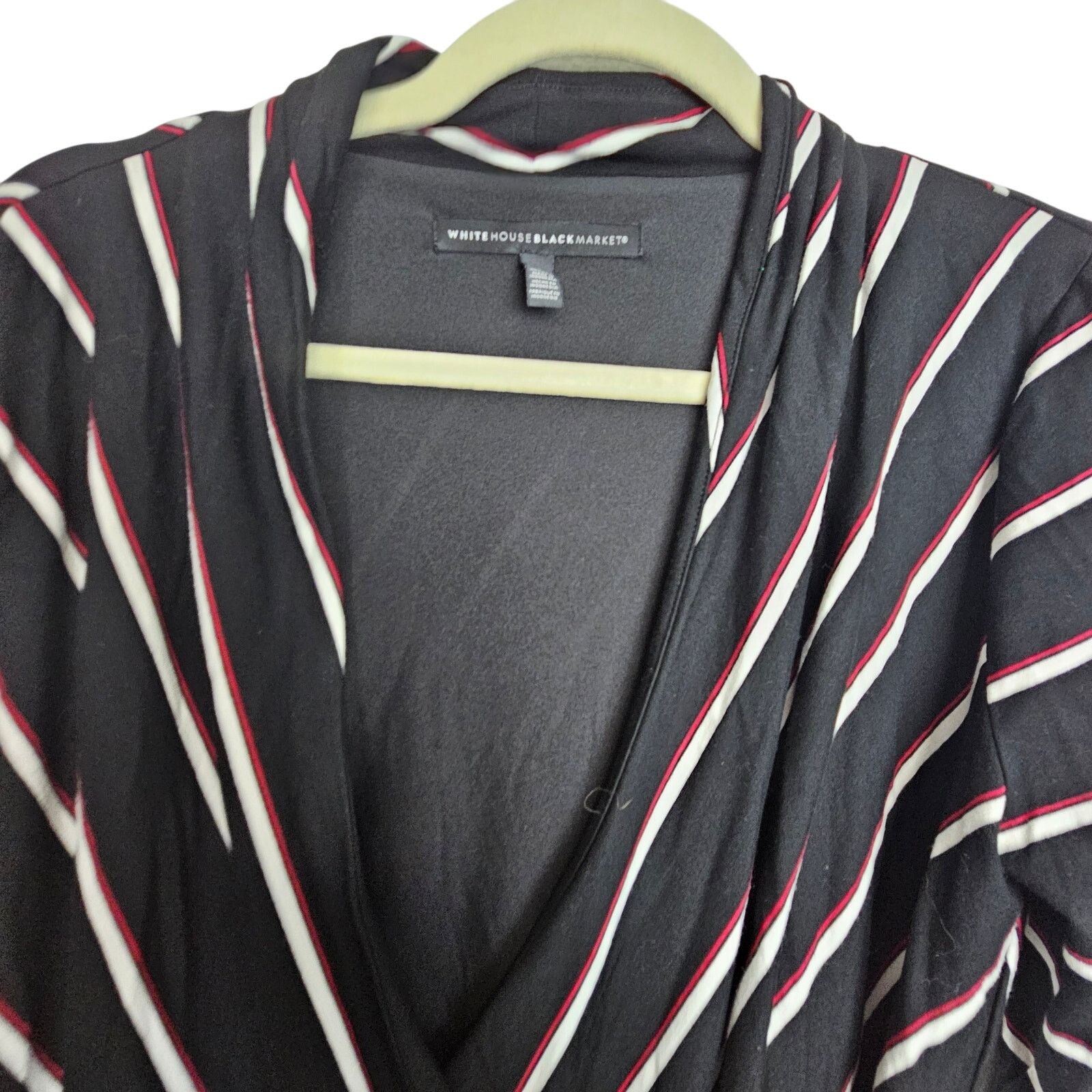 White House Black Market White House Black Market Blouse Black Striped Surplice Top S Size S / US 4 / IT 40 - 2 Thumbnail