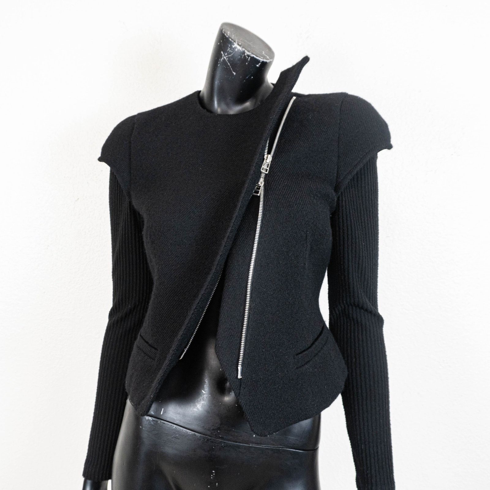 Other OUDE WAAG Moto zip Wool Jacket Knit sleeves size Medium Size M / US 6-8 / IT 42-44 - 6 Thumbnail