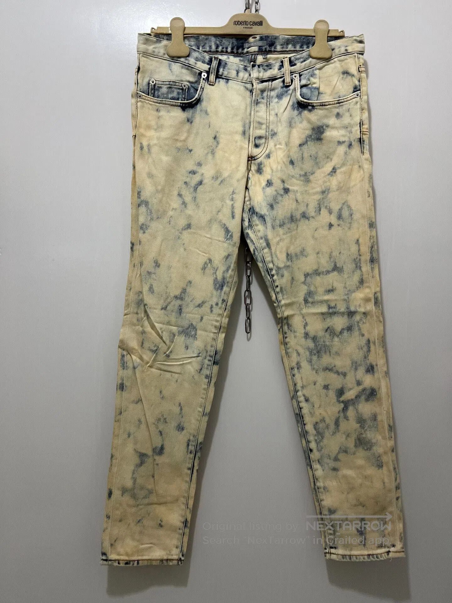 Dior Homme Men's Distressed Snow Wash Jeans W31.