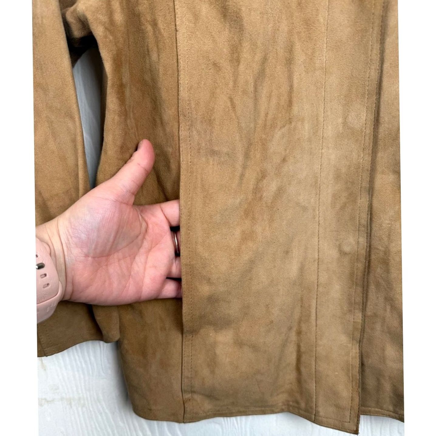 Vintage VINTAGE John Patrick Leather 3/4 Sleeve Button-Down Shacket Womens Medium Brown 100% Genuine Leather Boho Pockets Size M / US 6-8 / IT 42-44 - 3 Thumbnail