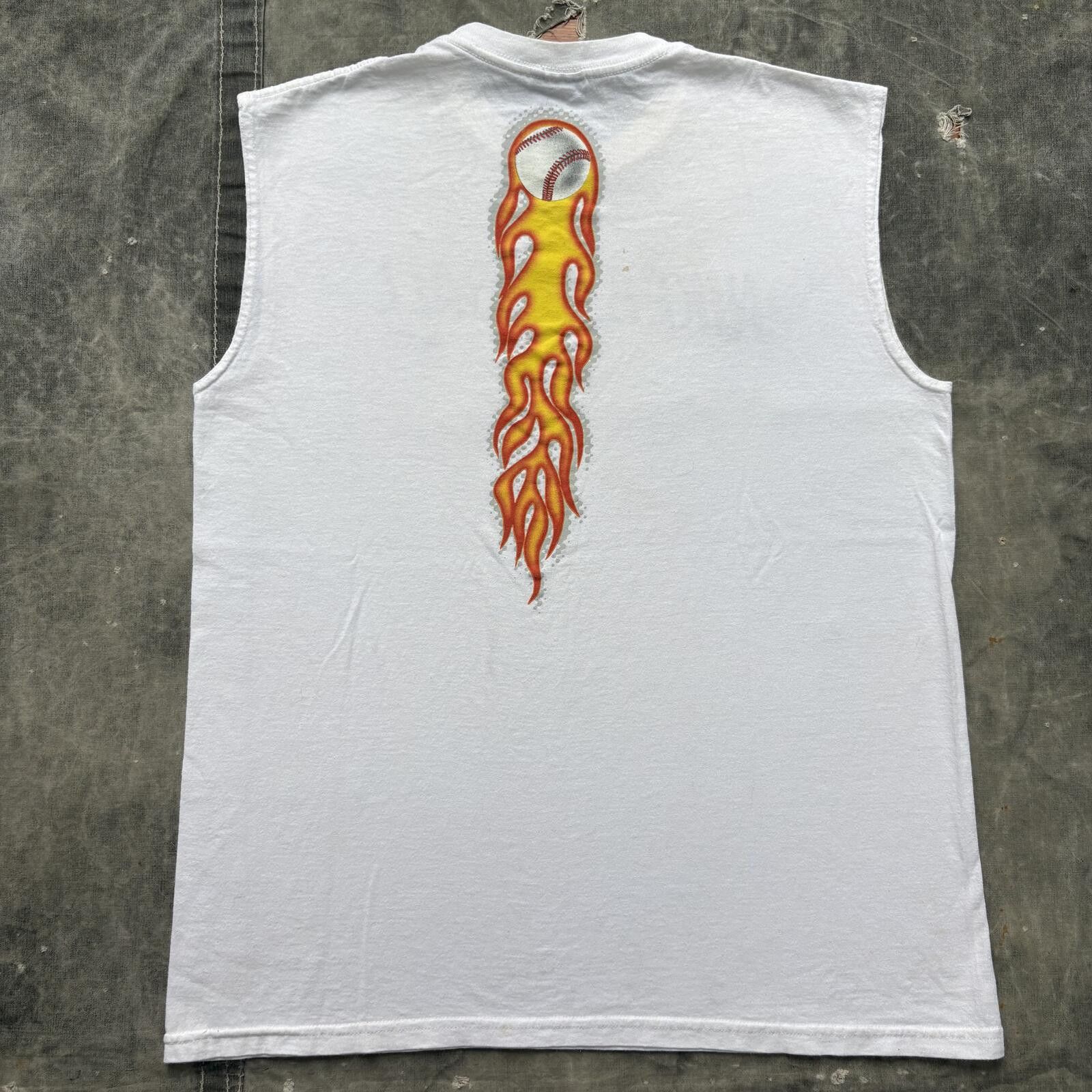 Nike Vintage Y2K Nike Baseball Fire Flames Sport Sleeveless Shirt Size US M / EU 48-50 / 2 - 2 Thumbnail