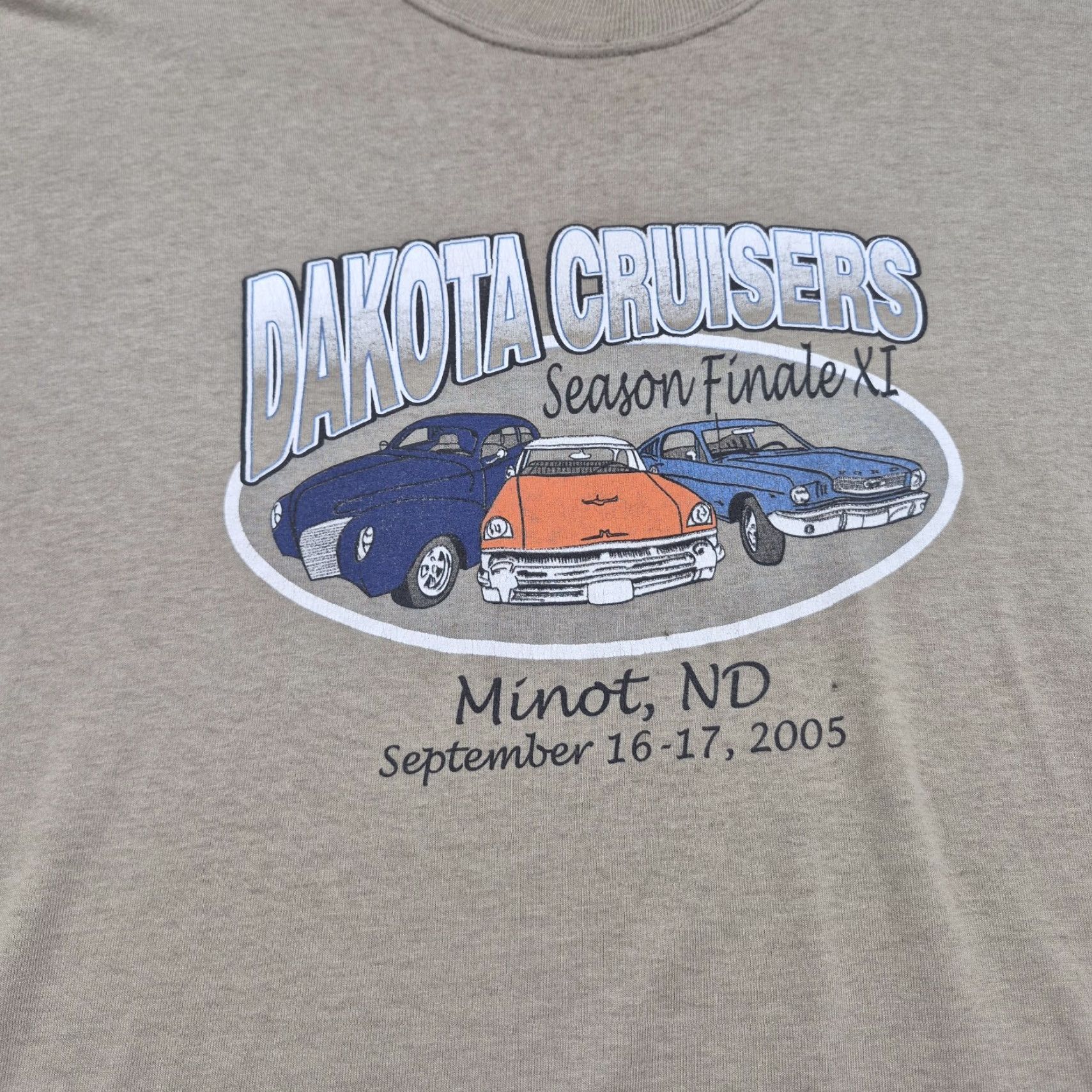 Jerzees VINTAGE Dakota Cruisers Shirt Mens XL Beige Jerzees Car Show Minot ND 2005 Size US XL / EU 56 / 4 - 3 Thumbnail