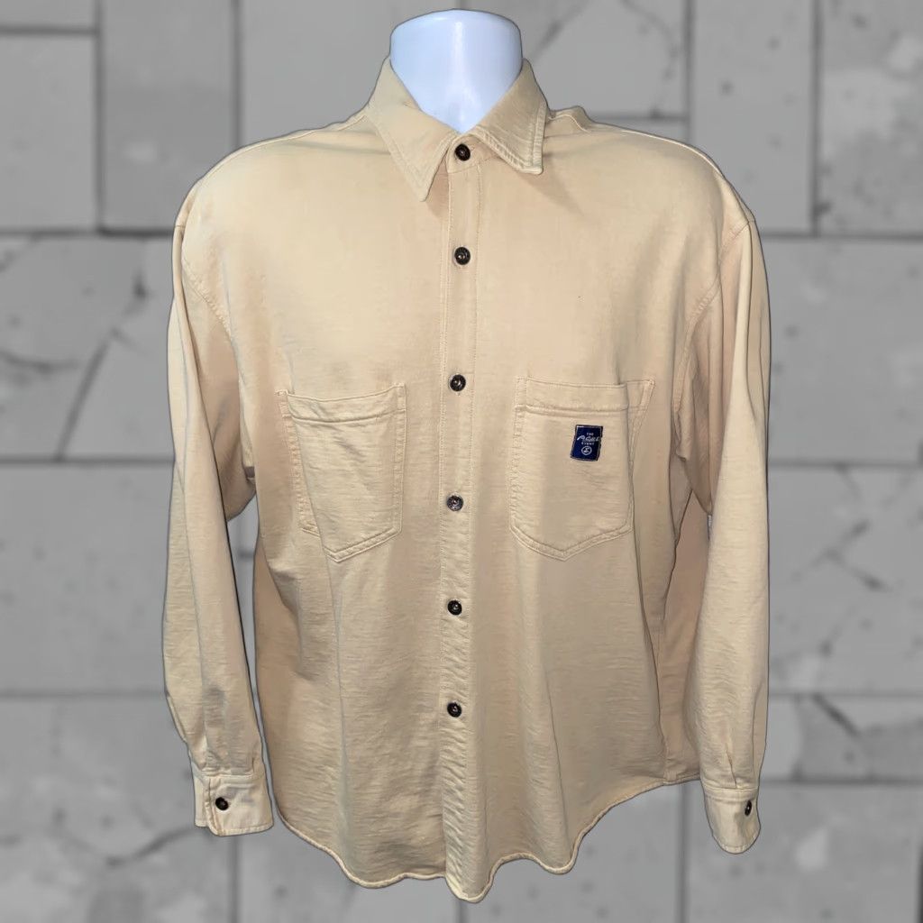 Vintage AG Adriano Goldschmied Mens Button-Up Shirt - Long Sleeve - Yellow - Large - Cotton - Regular Fit Size US L / EU 52-54 / 3 - 1 Thumbnail