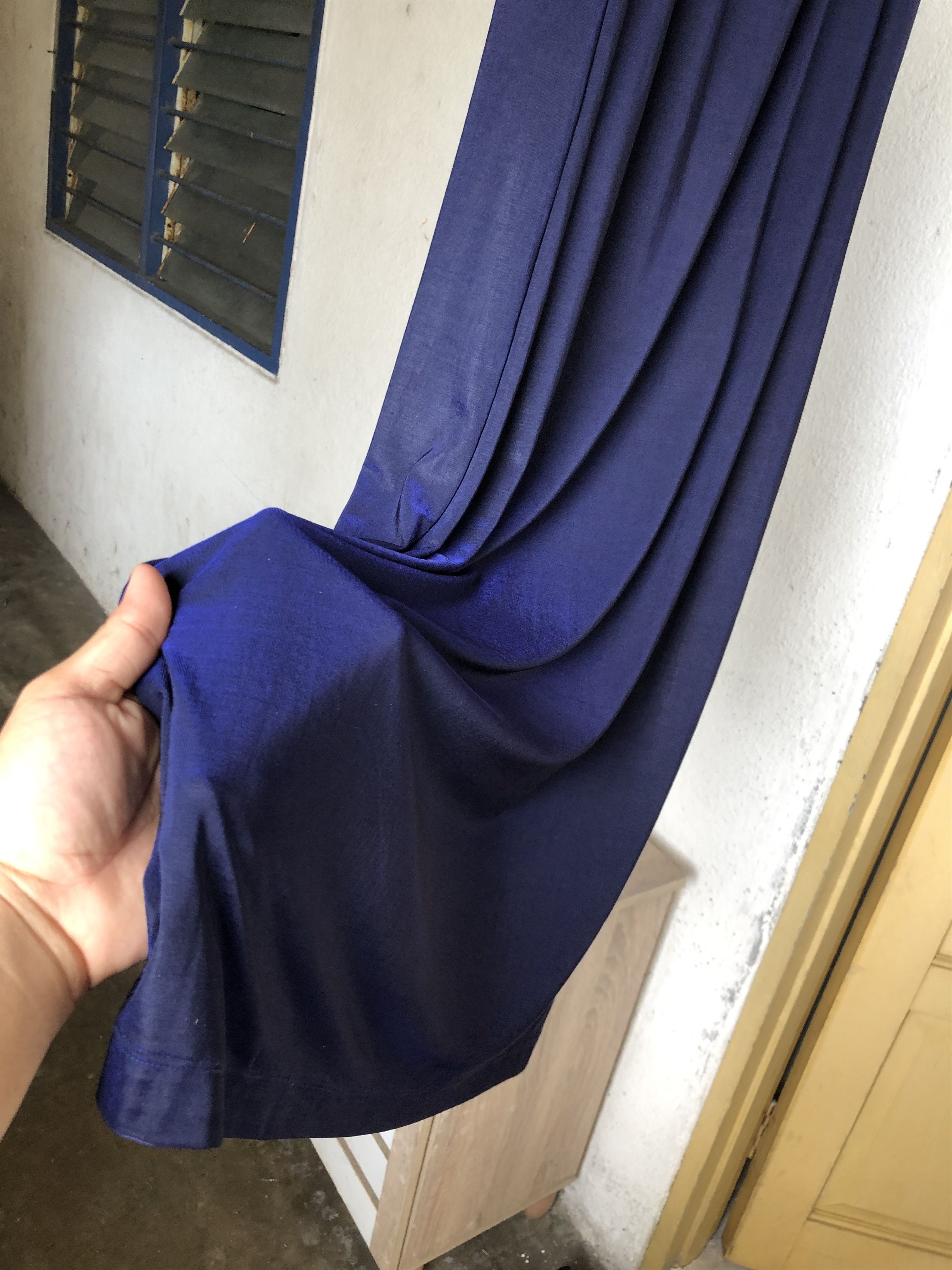 Issey Miyake Vintage Issey Miyake Shiny Blue Stretchable Midi Skirt Size 26" / US 2 / IT 38 - 10 Thumbnail