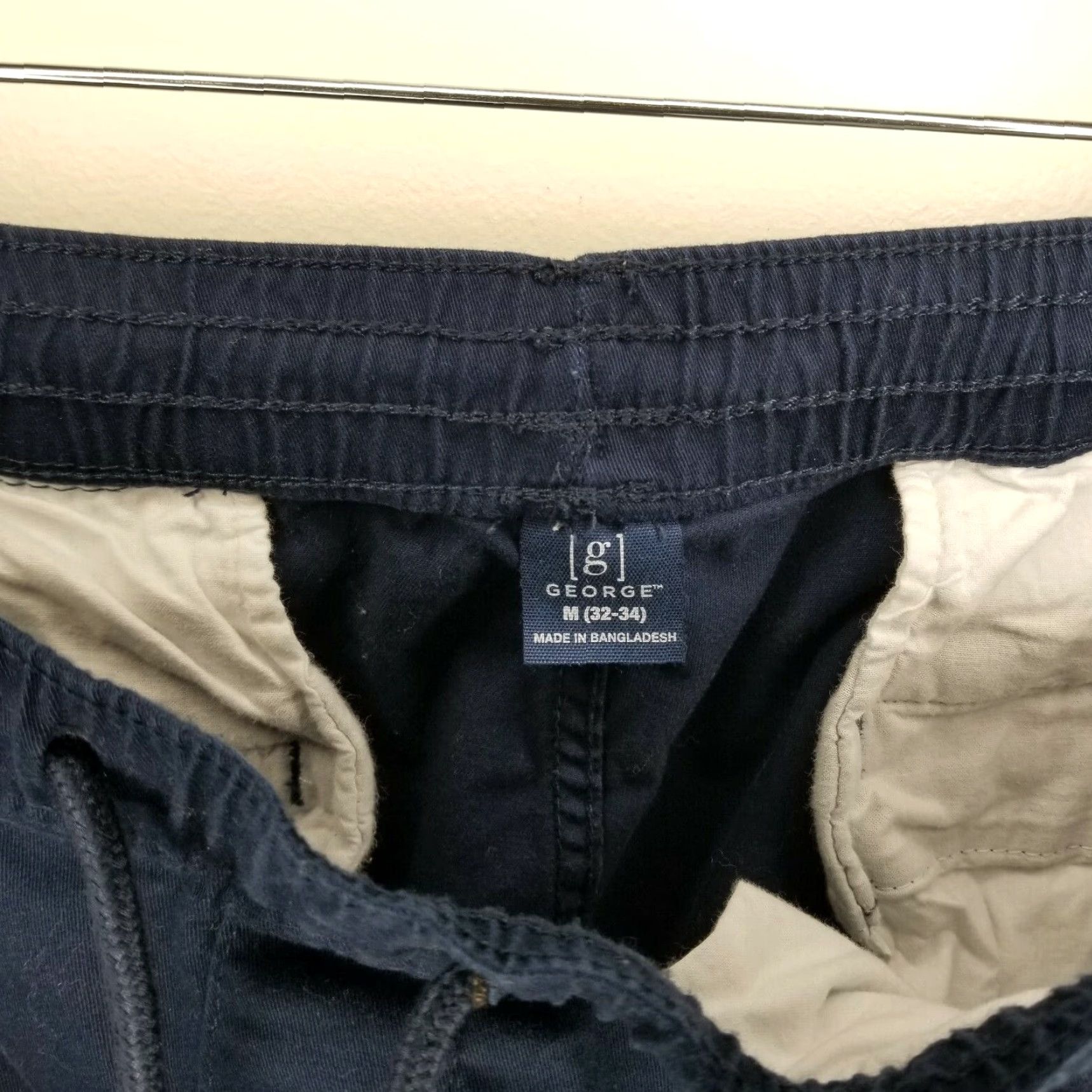 George George Womens Elastic Waist Draw String Chino Pants Medium Blue Size 32" / US 10 / IT 46 - 3 Thumbnail