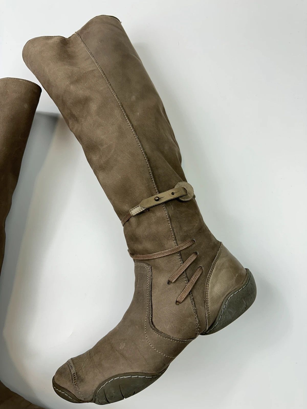 Marithe + Francois Girbaud M+FG Leather Khaki Brown Straps High Boots Size US 7 / IT 37 - 3 Thumbnail