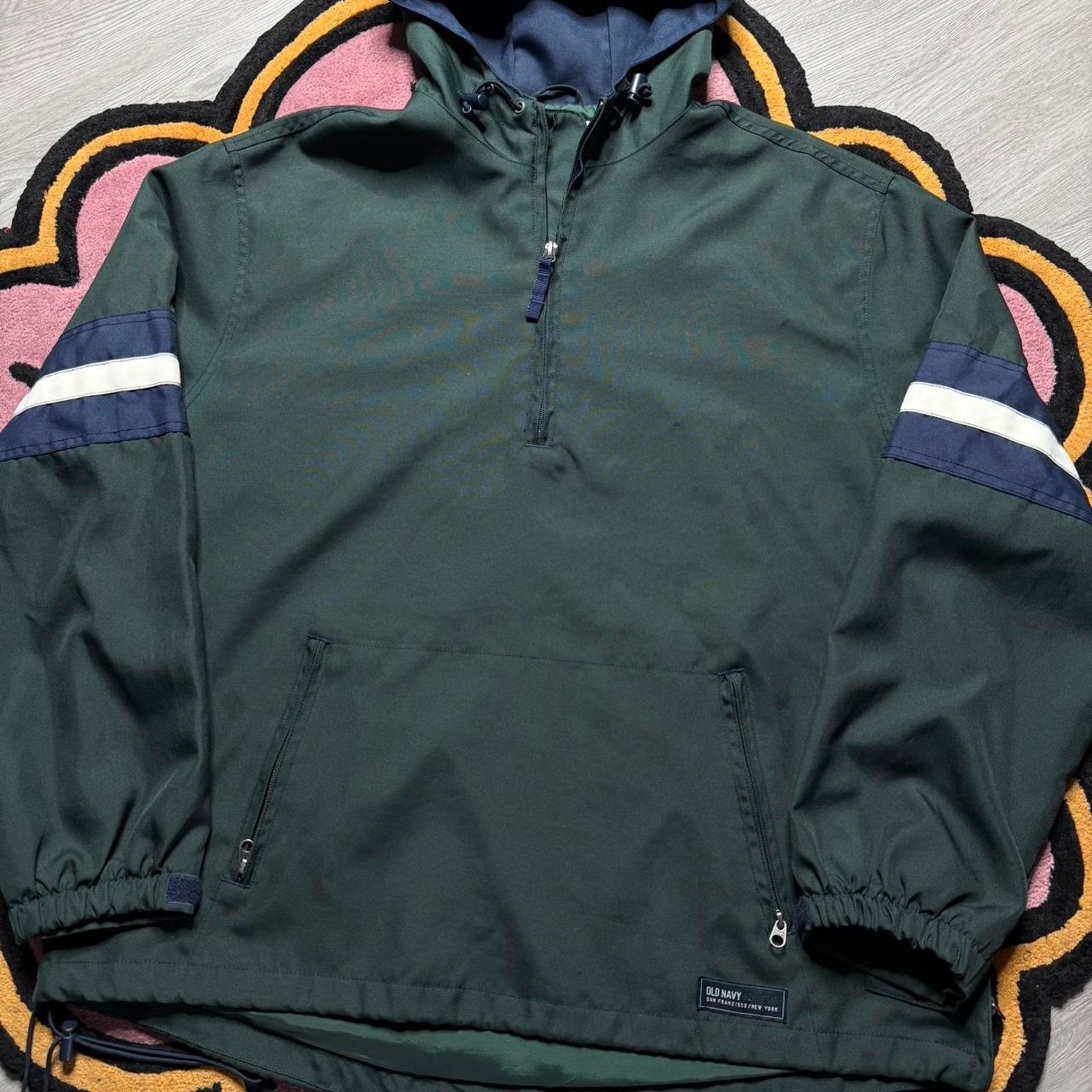 Old Navy × Vintage Vintage Y2K Old Navy 1/4 Zip Hooded Windbreaker Jacket Size US XL / EU 56 / 4 - 2 Thumbnail