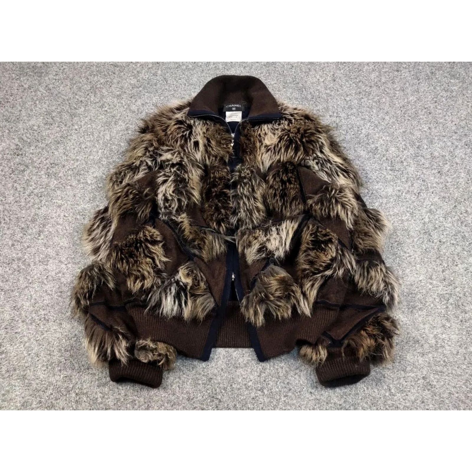 Chanel VINTAGE CHANEL Jacket Women M Brown Cashmere Wool Faux Fur Zip 90s Designer Size M / US 6-8 / IT 42-44 - 3 Thumbnail