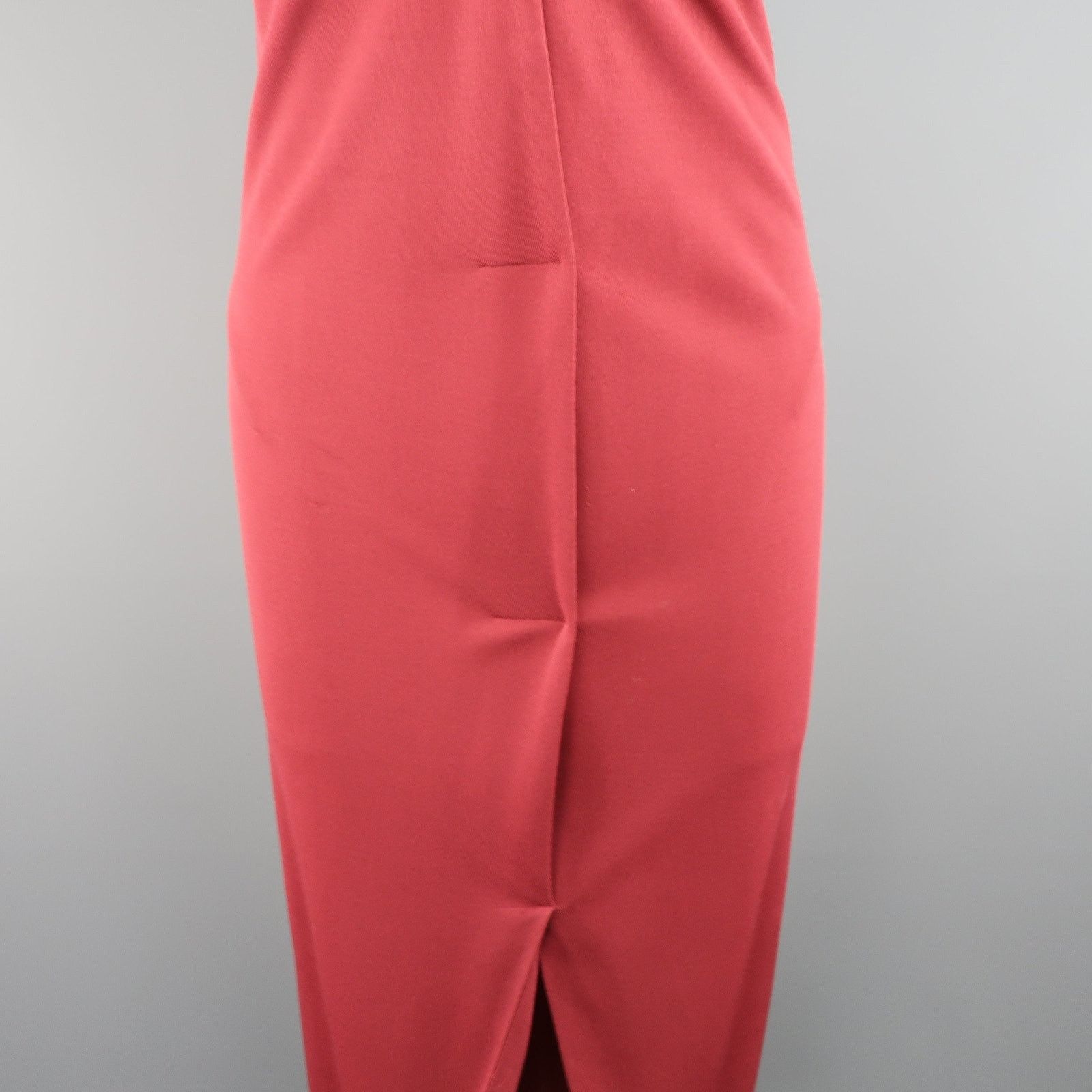 Yves Saint Laurent Size 14 Burgundy Viscose Blend V Neck Shift Dress Size XL / US 12-14 / IT 48-50 - 7 Thumbnail