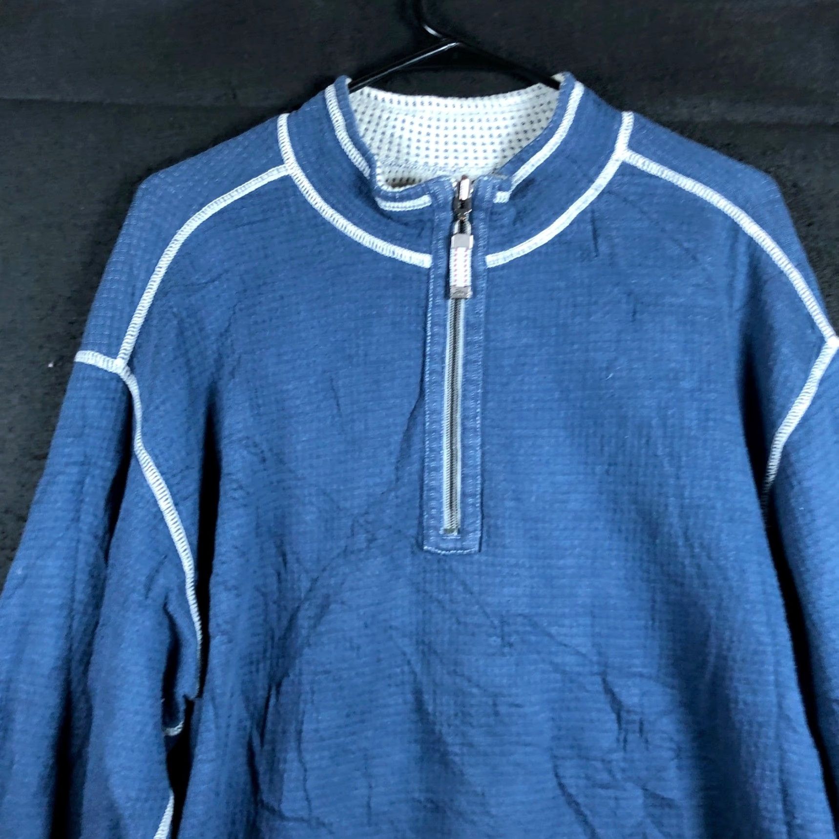 Banana Republic Tommy Bahama Sweatshirt Blue Gray 1/4 Zip Pullover 100% Cotton XL Men Pullover Zip Non-Graphic Solid Casual Size US XL / EU 56 / 4 - 2 Thumbnail