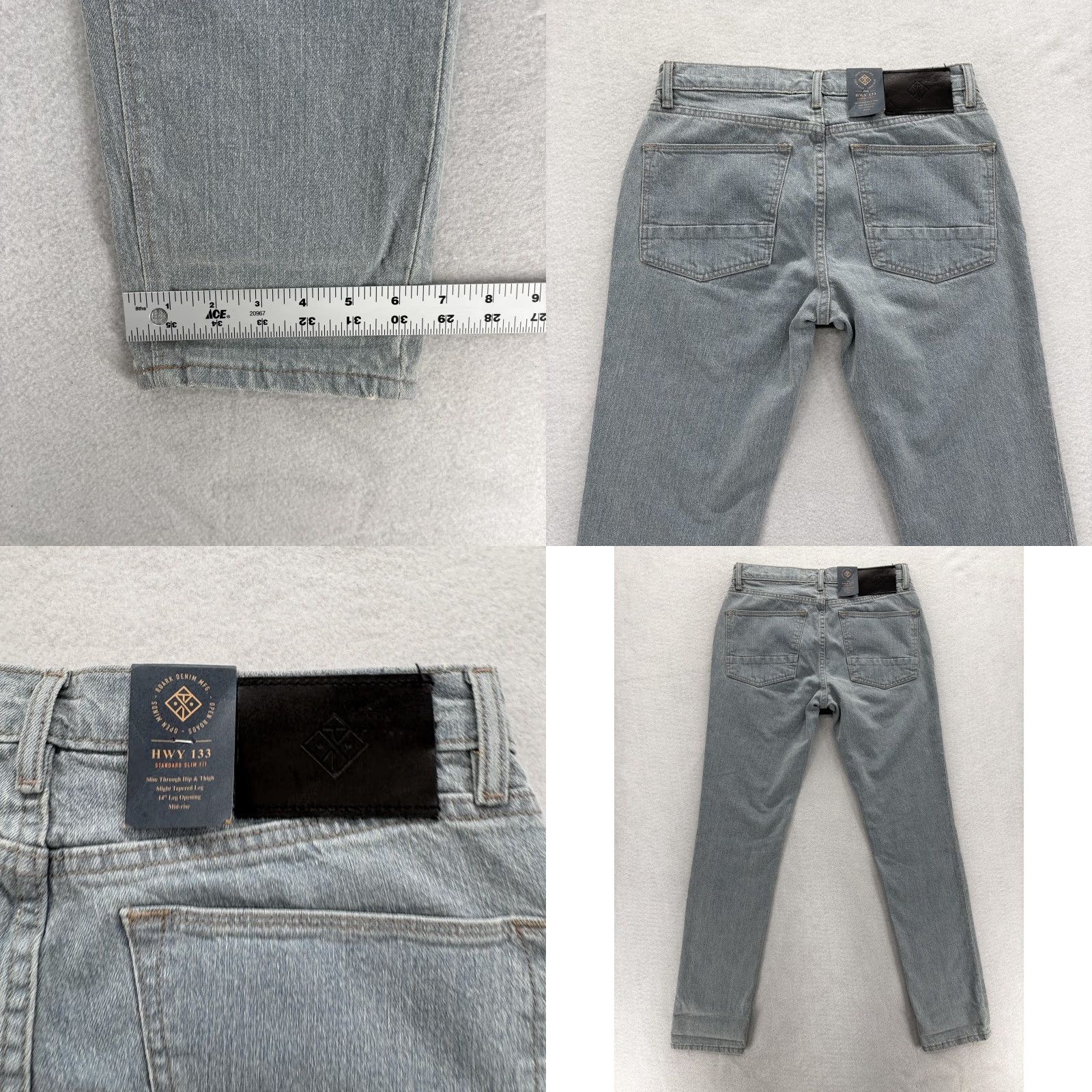 Roark Roark HWY 133 Jeans Mens 31x32 Smokey Blue Slim Straight Denim Stretch Hemp NWT Size US 31 - 9 Thumbnail
