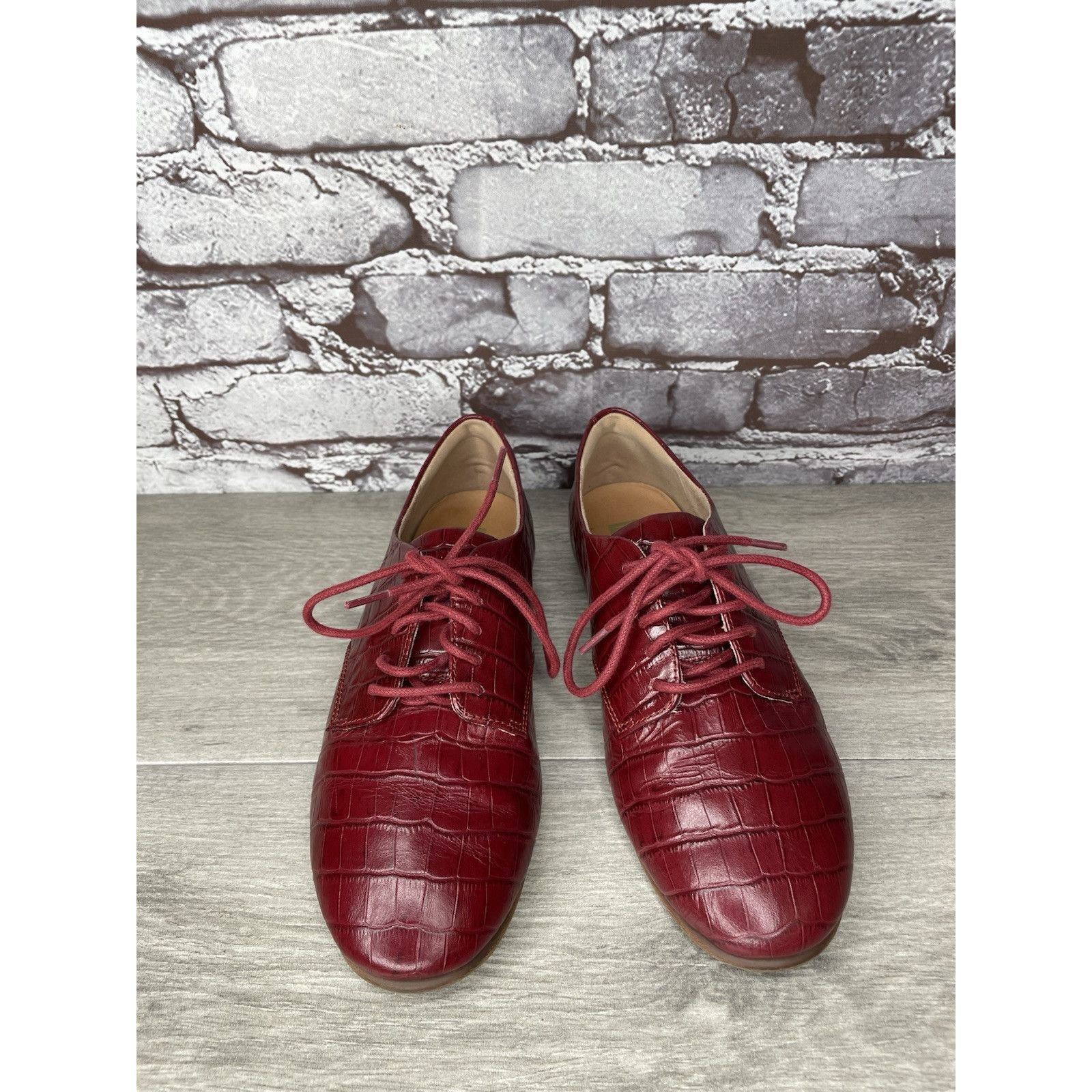 Other Fitflop Red Croco Leather Lace Up Comfort Oxfords Shoes Wome Size US 7 / IT 37 - 14 Thumbnail