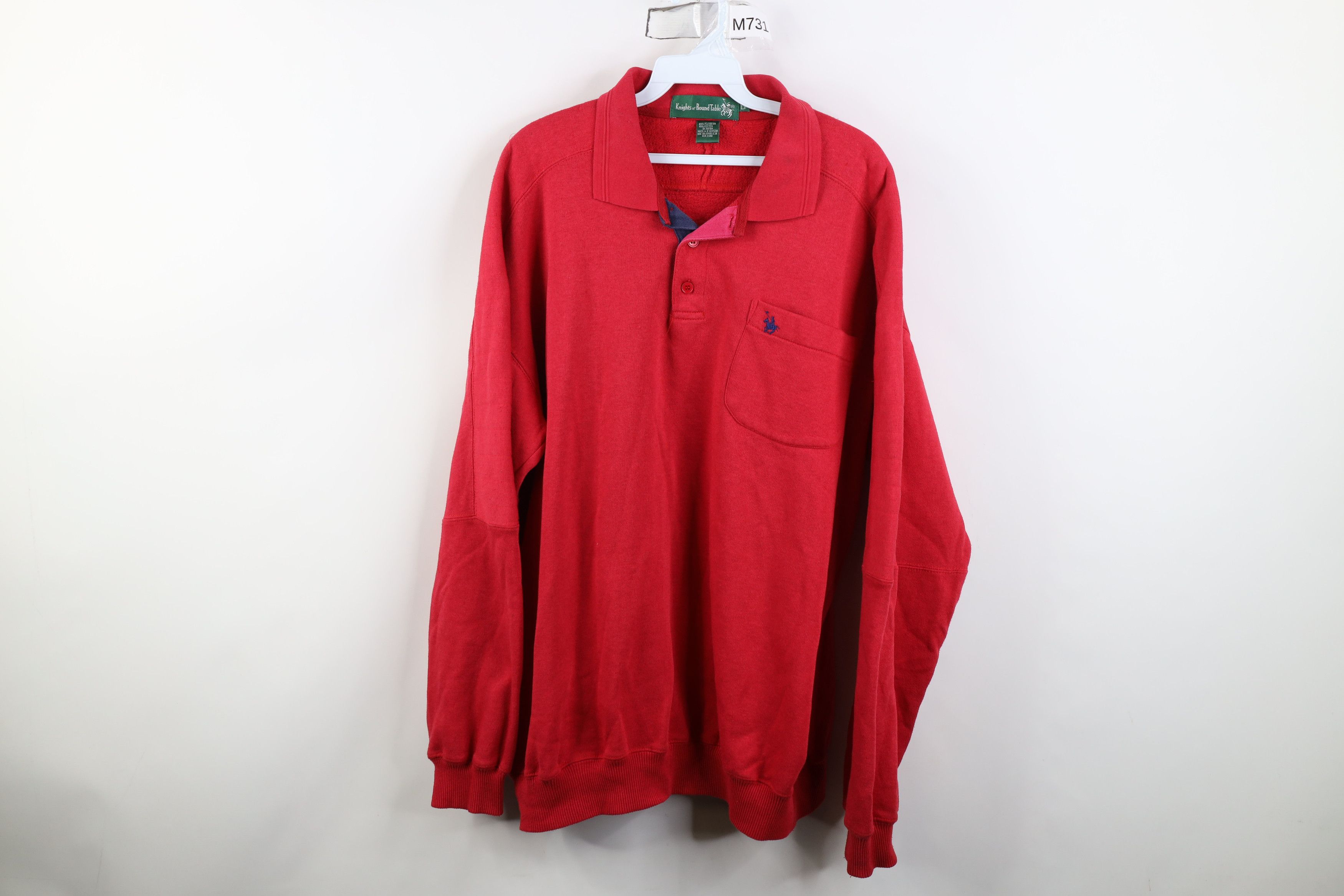 Vintage Vintage 90s Streetwear Faded Heavy Collared Sweatshirt Red Size US L / EU 52-54 / 3 - 1 Thumbnail