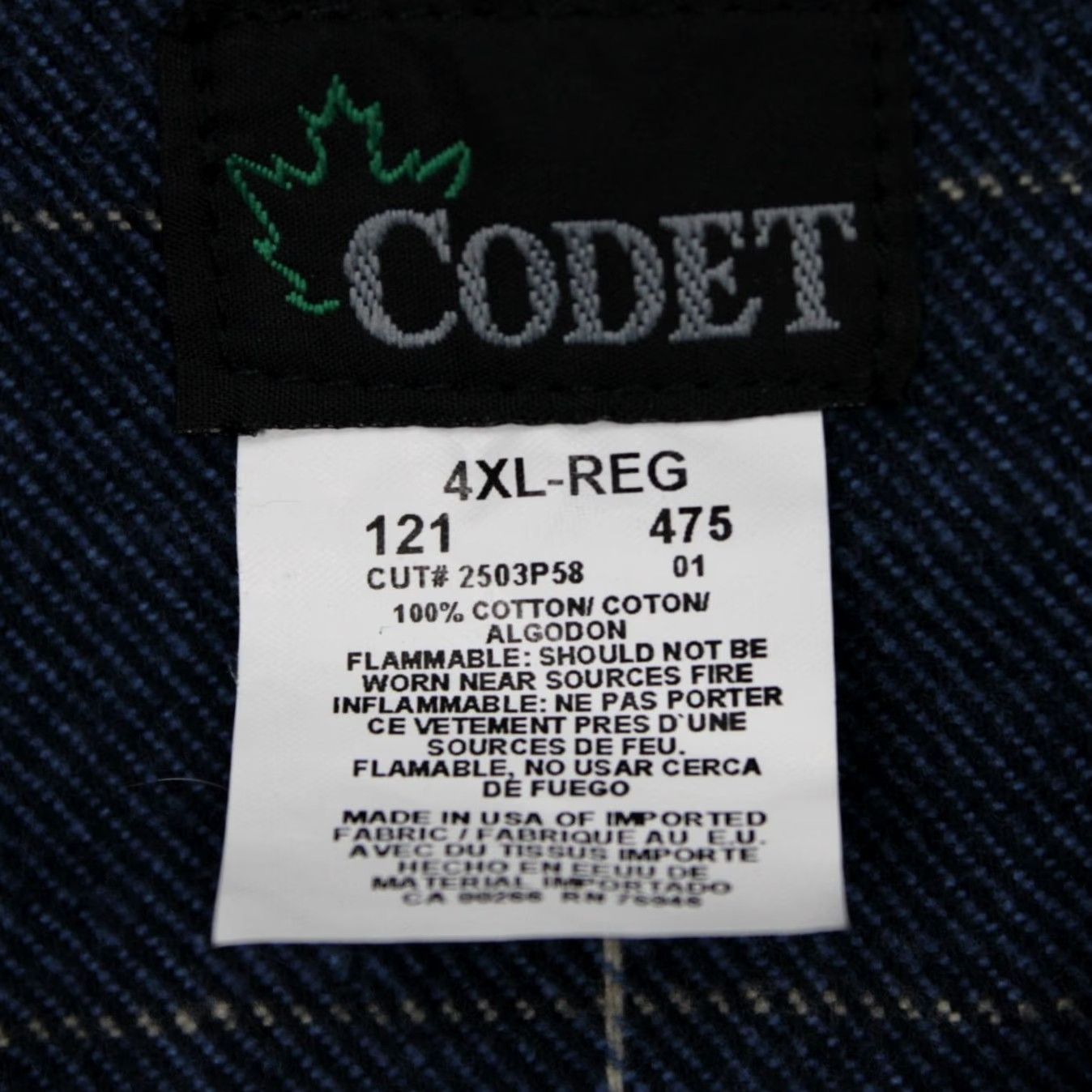 Vintage Codet Flannel Shirt Men 4XL Blue Heavyweight Long Sleeve Button Up Plaid Cotton shirt Size US XXL / EU 58 / 5 - 7 Thumbnail