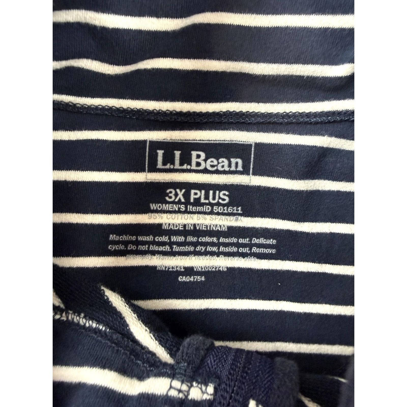 Vintage L.L.Bean Jacket Womens 3X Blue Stripe Knit Full Zip Pockets Nautical Casual Size XXL / US 16-18 / IT 52-54 - 4 Thumbnail