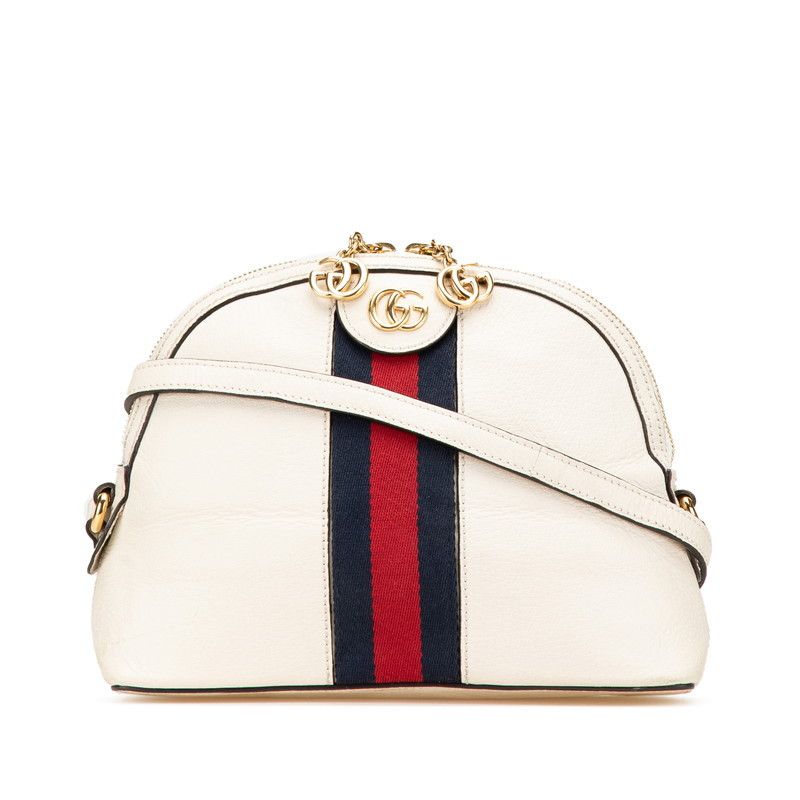Gucci Gucci Ophidia Shearling Line Leather Shoulder Bag Leather Crossbody Bag 499621 in White, Women's