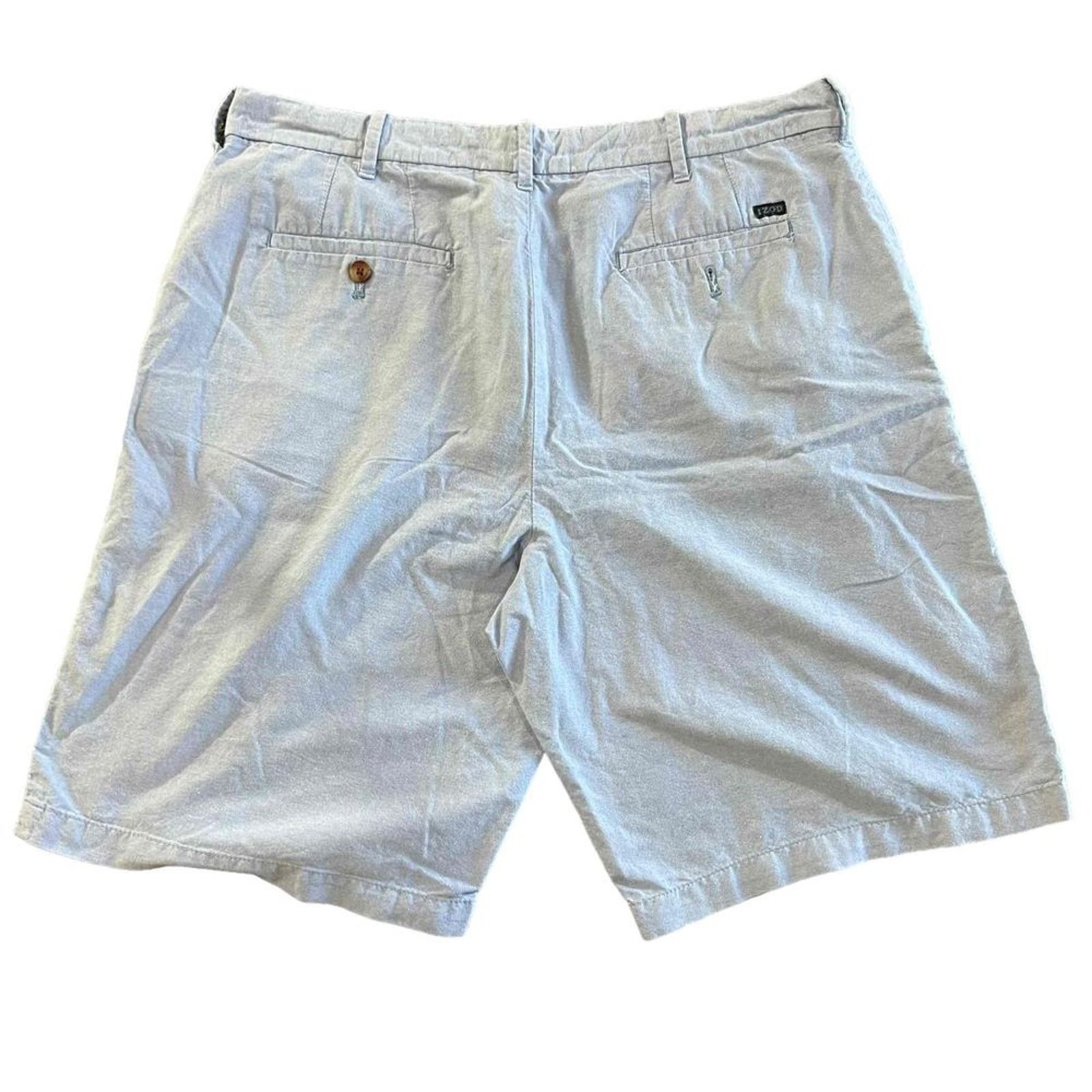 Izod IZOD Chino Shorts Mens Waist 36 Light Blue Flat Front Size US 36 / EU 52 - 4 Thumbnail