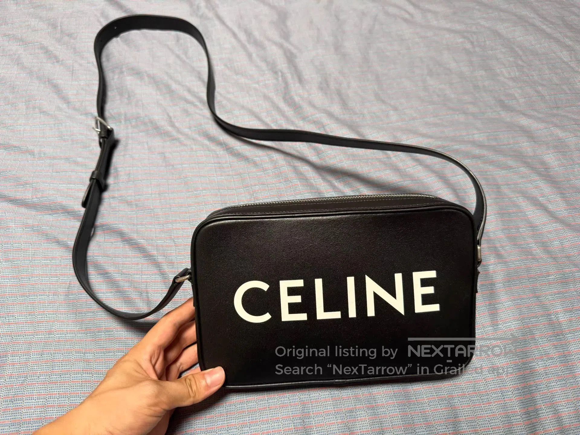 Celine Black Leather Crossbody Bag with Logo. Size ONE SIZE - 4 Thumbnail