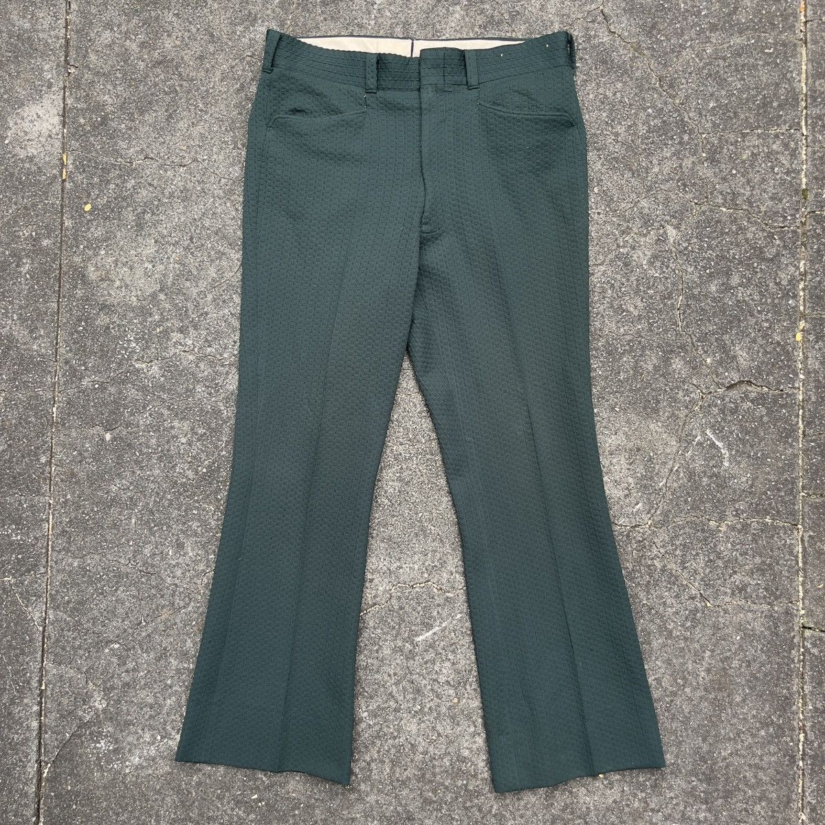 Vintage 70s DOUBLE KNIT Textured Flare Pants