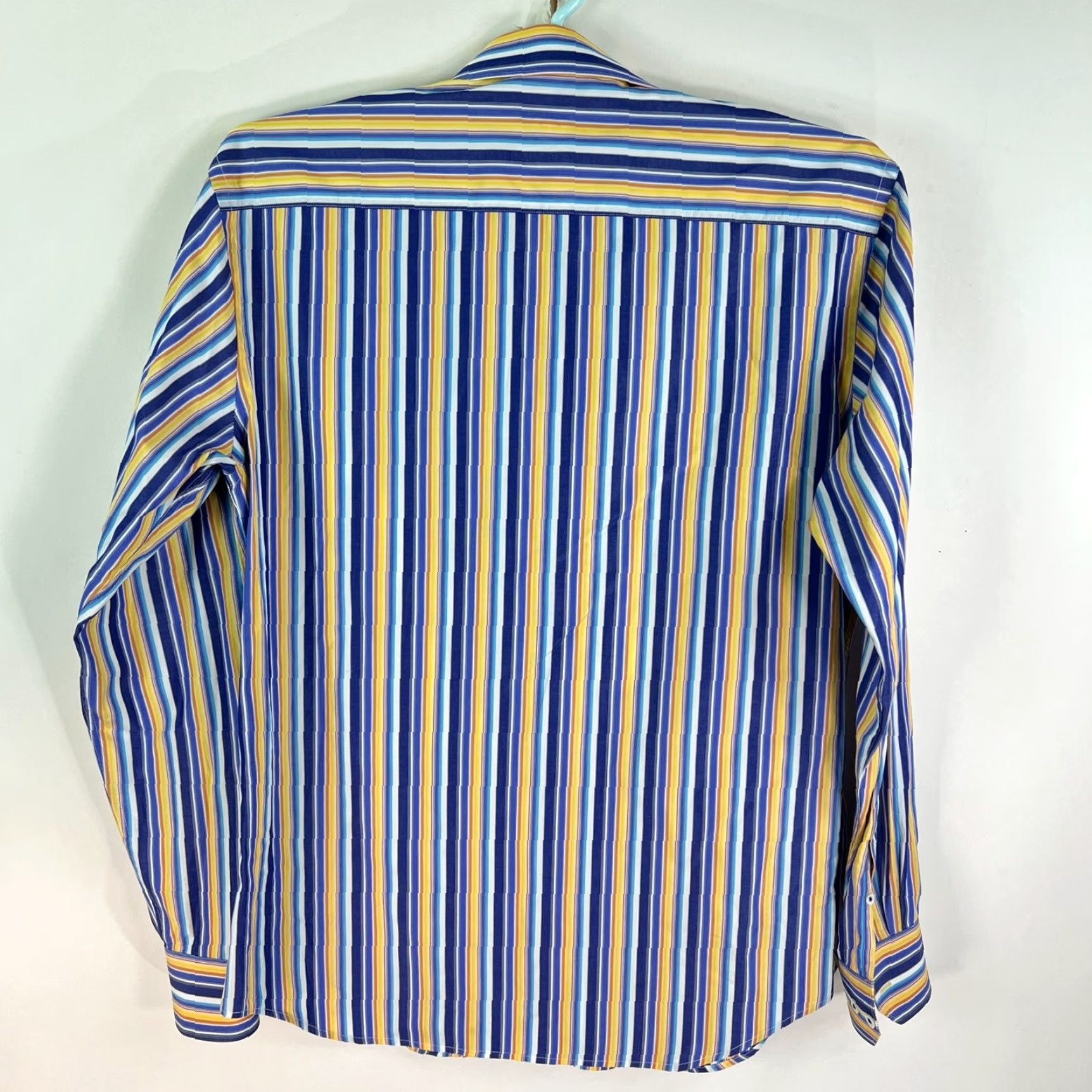 BUGATCHI Bugatchi Uomo Shirt XL Mens Blue Striped Long Sleeve Button-Up Cotton Designer City Classic Mens Size US XL / EU 56 / 4 - 7 Thumbnail
