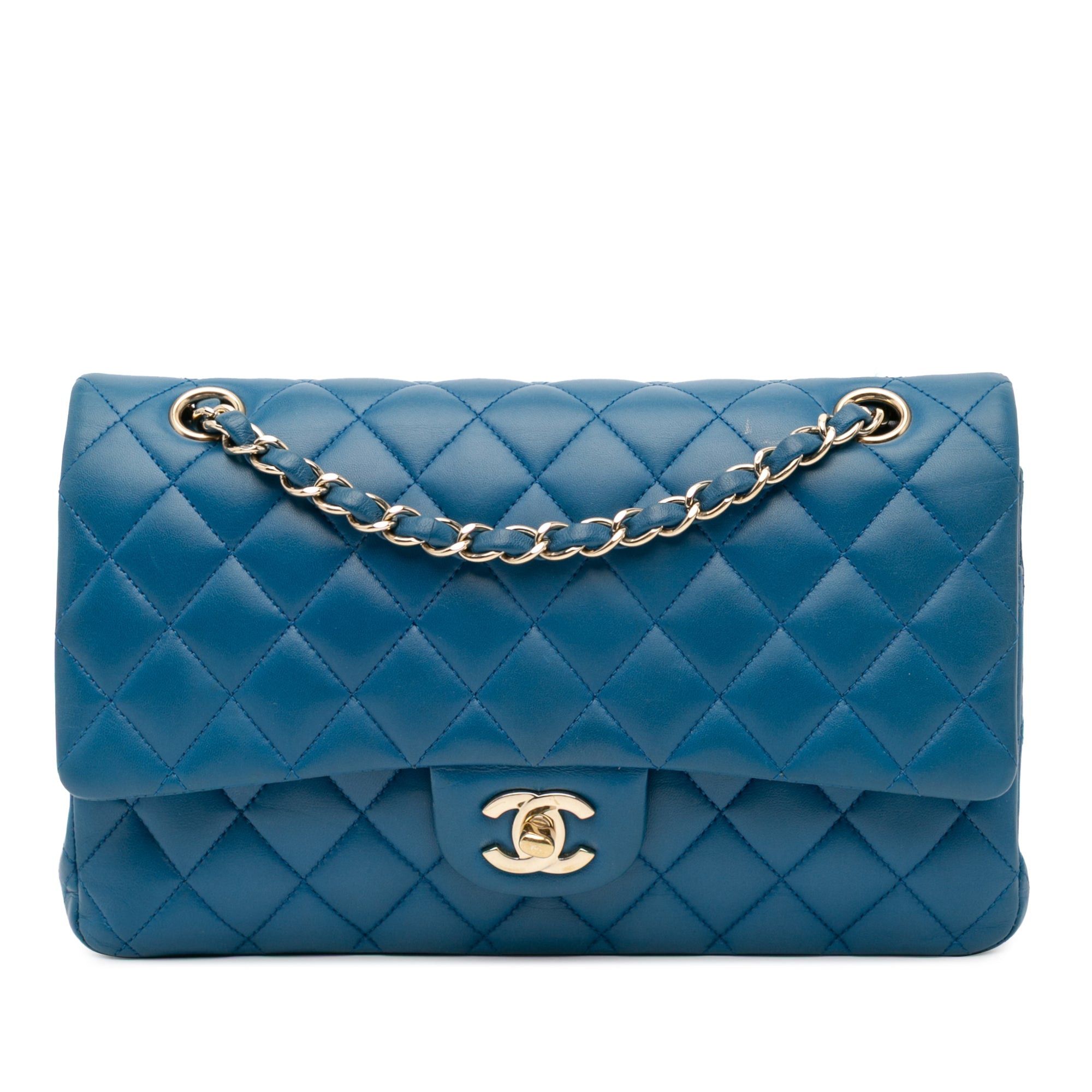 Chanel Chanel Medium Classic Lambskin Double Flap Blue Size ONE SIZE - 1 Thumbnail