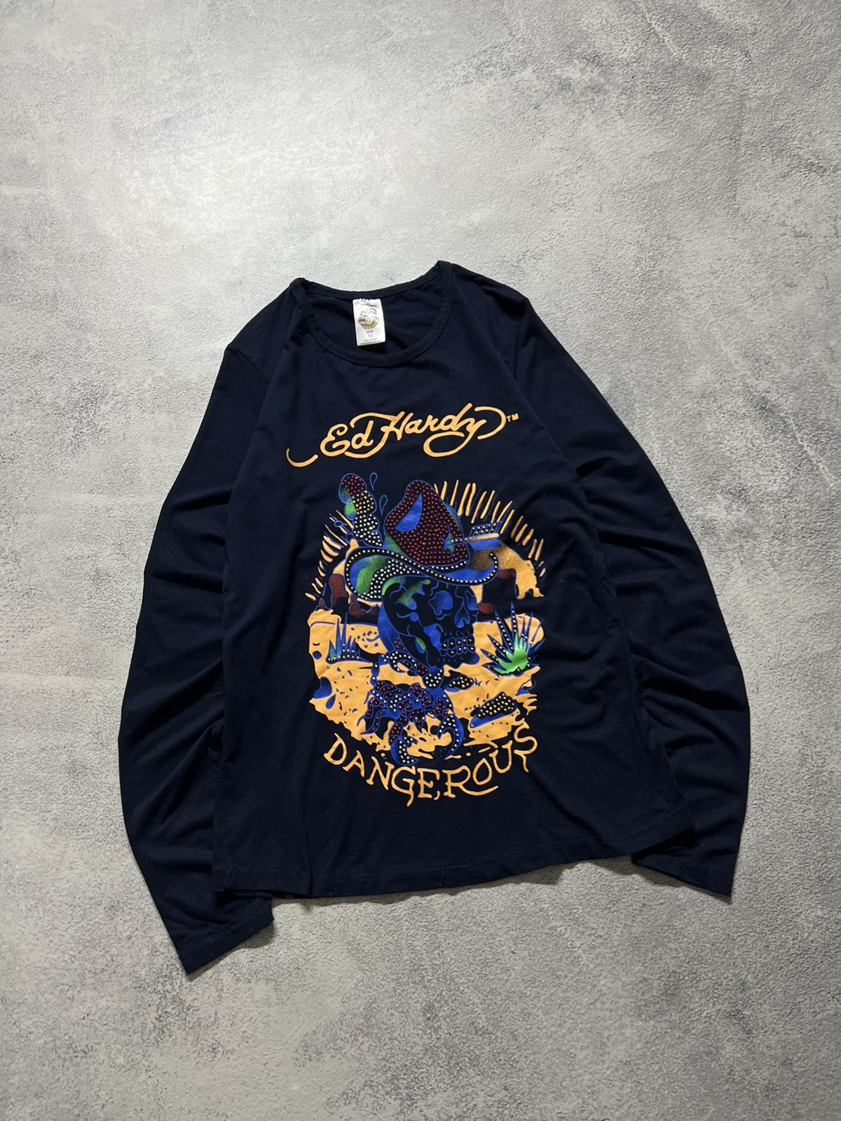 Ed Hardy Vintage Y2k Ed Hardy Dangerous Skull ☠️ Long Sleeve 00’s Size M / US 6-8 / IT 42-44 - 3 Thumbnail