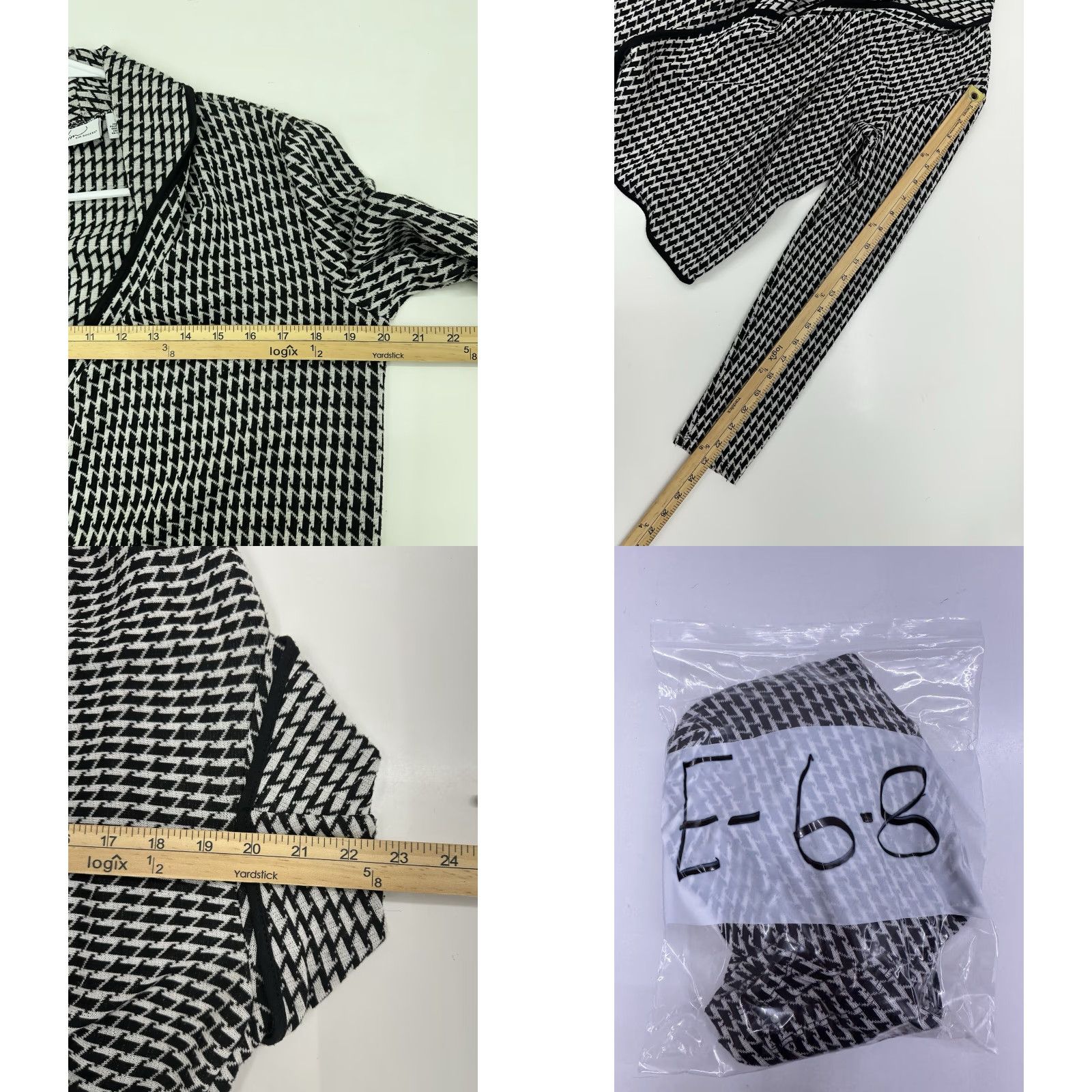 Vintage Kim Rogers Cardigan Womens Small Black White Houndstooth Open Front Long Sleeve Knit Women's Cardigan Small Black Houndstooth Mensobox Size S / US 4 / IT 40 - 8 Thumbnail
