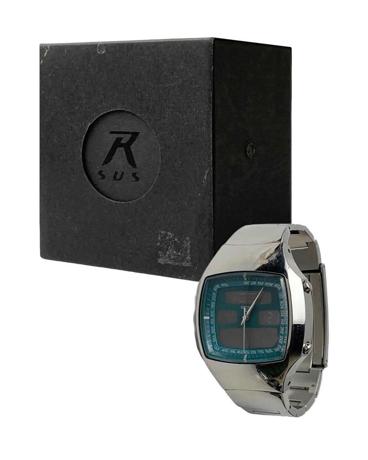 image of Citizen x Seiko Vintage Seiko R-Sus Digital World Time Watch in Steel, Men's