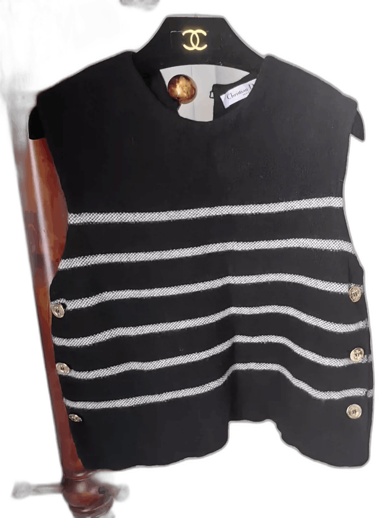 Dior Dior Sleeveless Black and Gray Knit Vest-yf Size US S / EU 44-46 / 1 - 1 Thumbnail