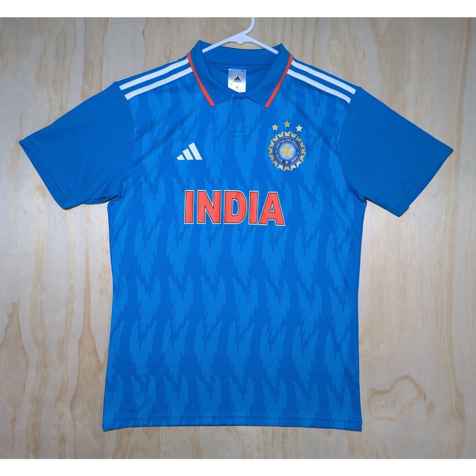Adidas Men's Medium India Cricket Jersey Shirt BCCI ODI Blue