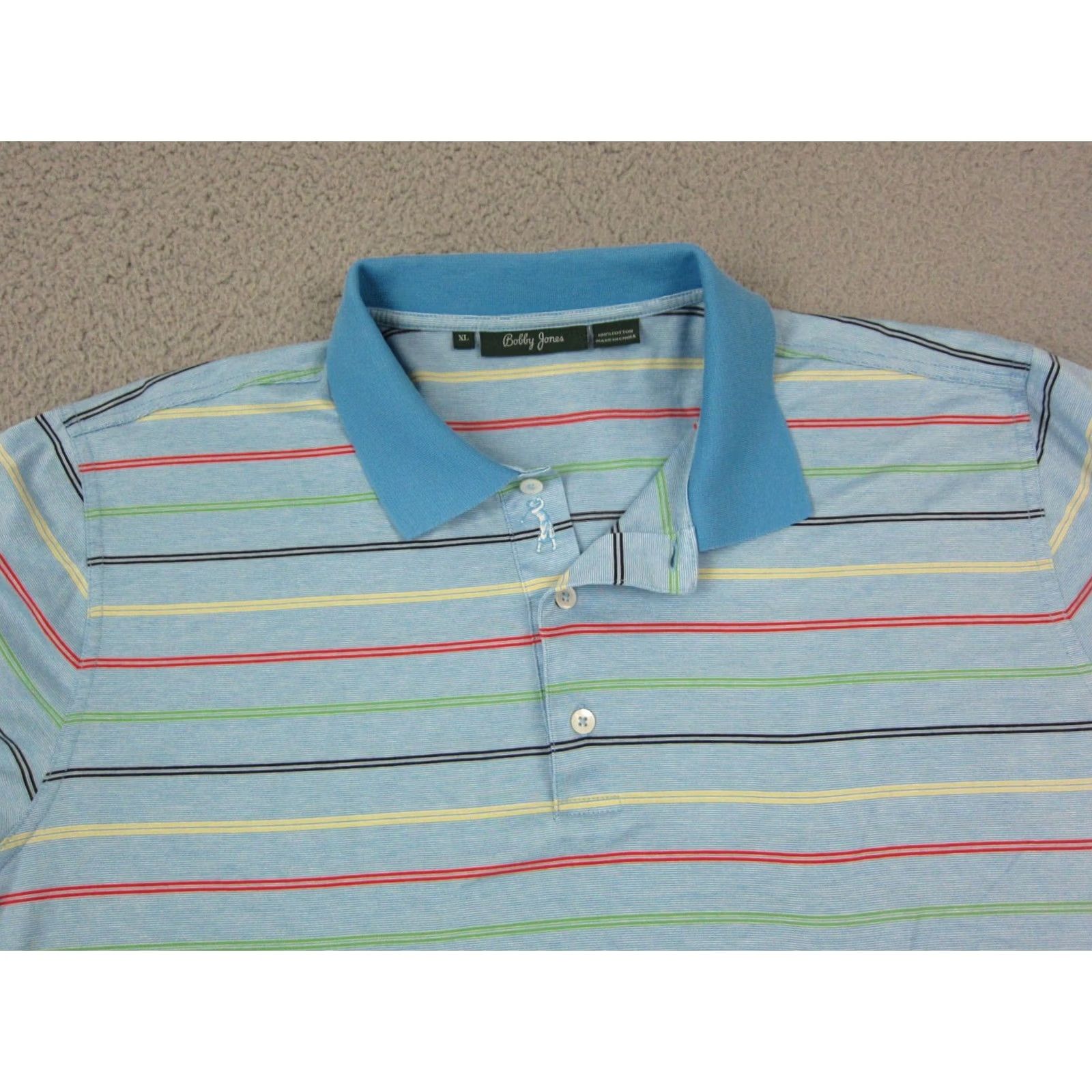 Vintage VINTAGE Bobby Jones Polo Shirt Mens XL Blue Striped Cotton Golf Short Sleeve Shirt Size US XL / EU 56 / 4 - 2 Thumbnail