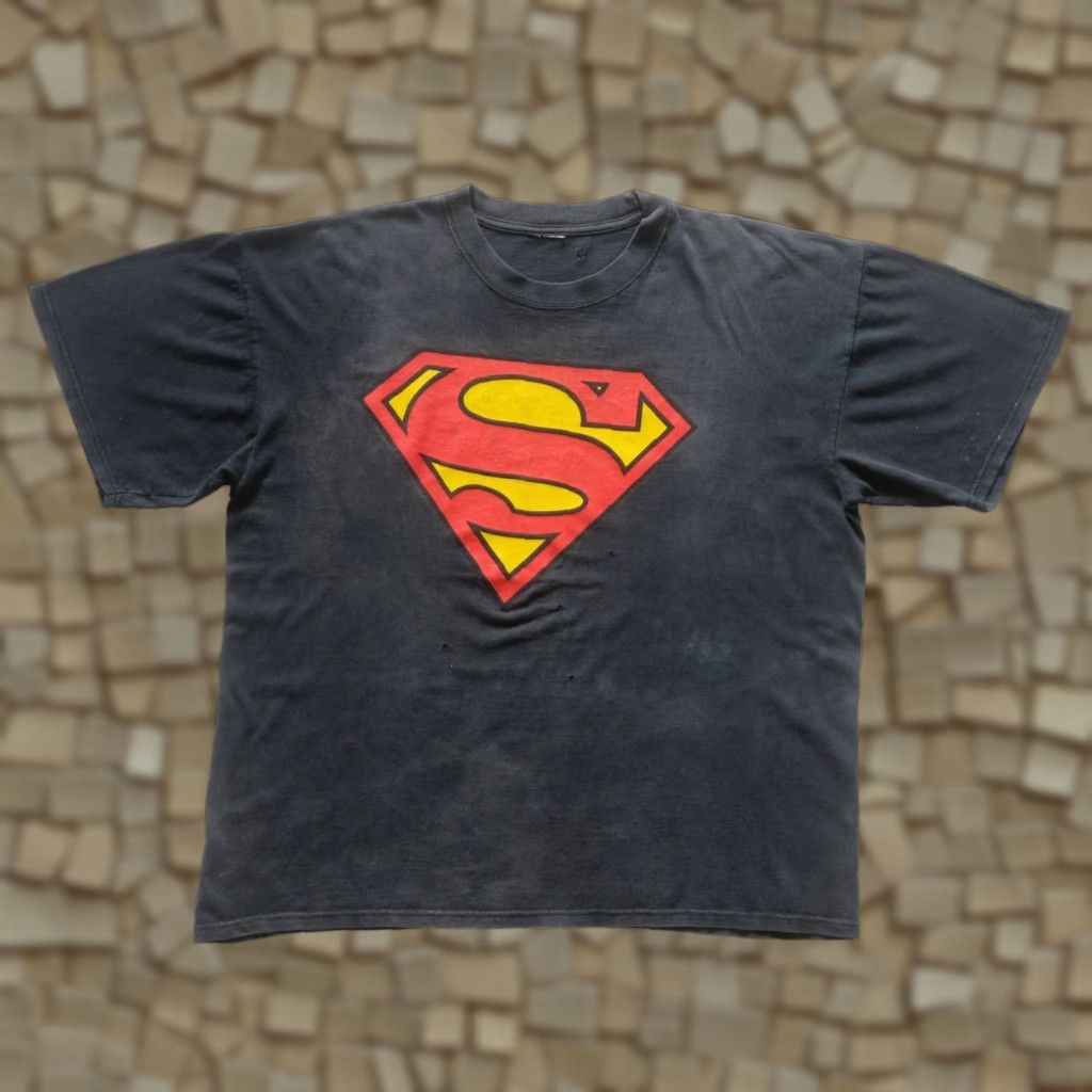 DC Comics VINTAGE Superman DC Comics Cartoon Black Distressed Graphic T Shirt XL Mens Retro Y2K Graphic Print Shirt Size US XL / EU 56 / 4 - 1 Thumbnail