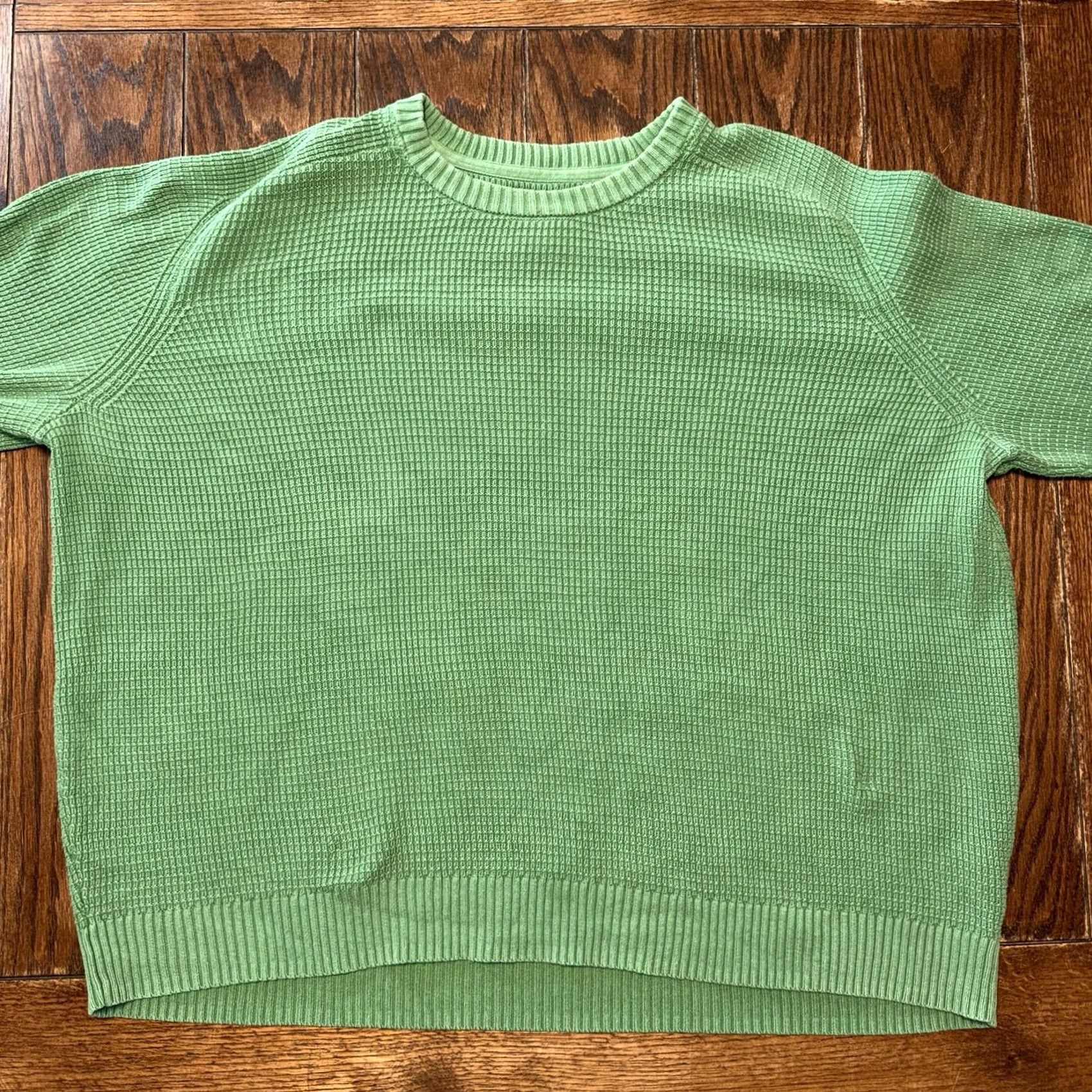 Vintage LL Bean Sweater Mens XXL Green Cotton Waffle-Knit Crewneck Sunwashed Textured Pullover Adult Regular Men’s Classic Outdoor Preppy. Size US XXL / EU 58 / 5 - 2 Thumbnail