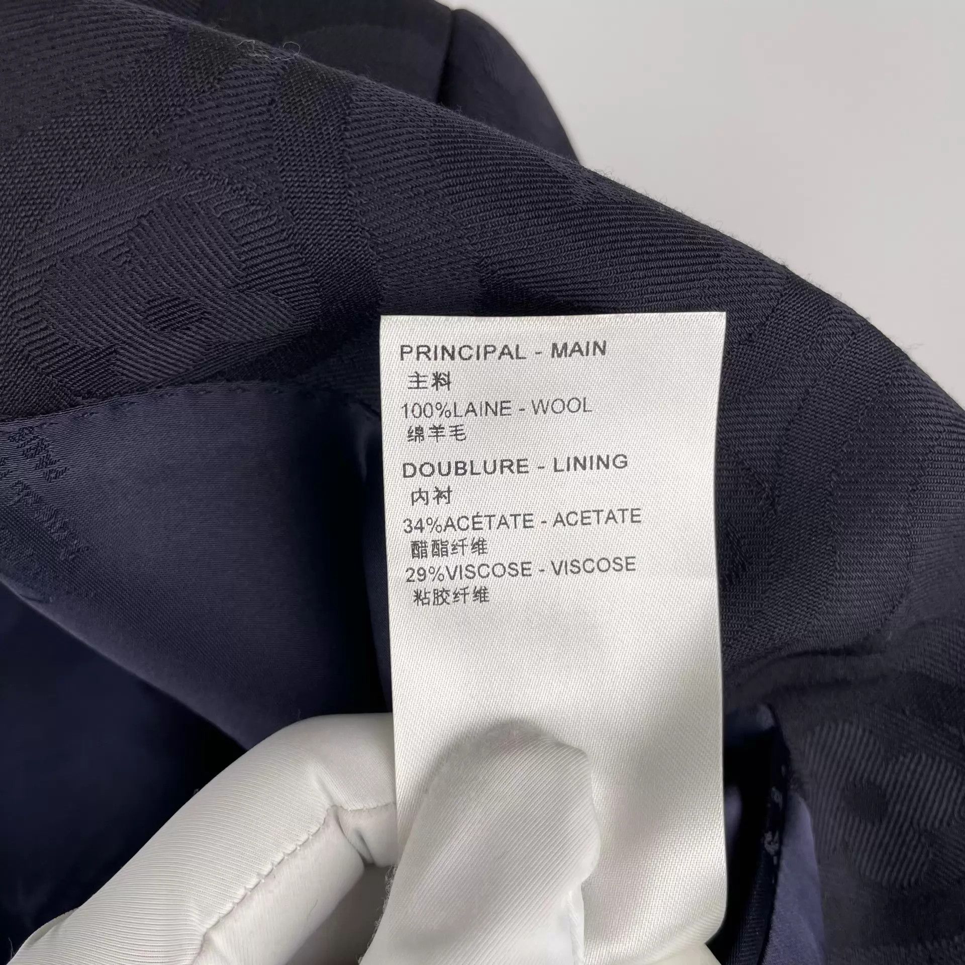 Louis Vuitton LV men's wool suit jacket black blue 48 Size 48R - 5 Thumbnail