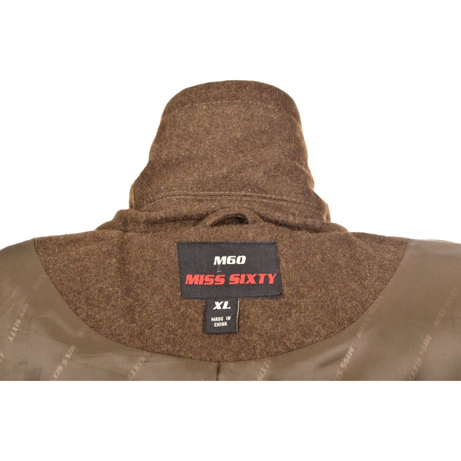 Miss Sixty VINTAGE Miss Sixty M60 Double Breasted Wool Viscose Blend Coat Jacket XL Brown Pea Coat Womens Size XL / US 12-14 / IT 48-50 - 6 Thumbnail