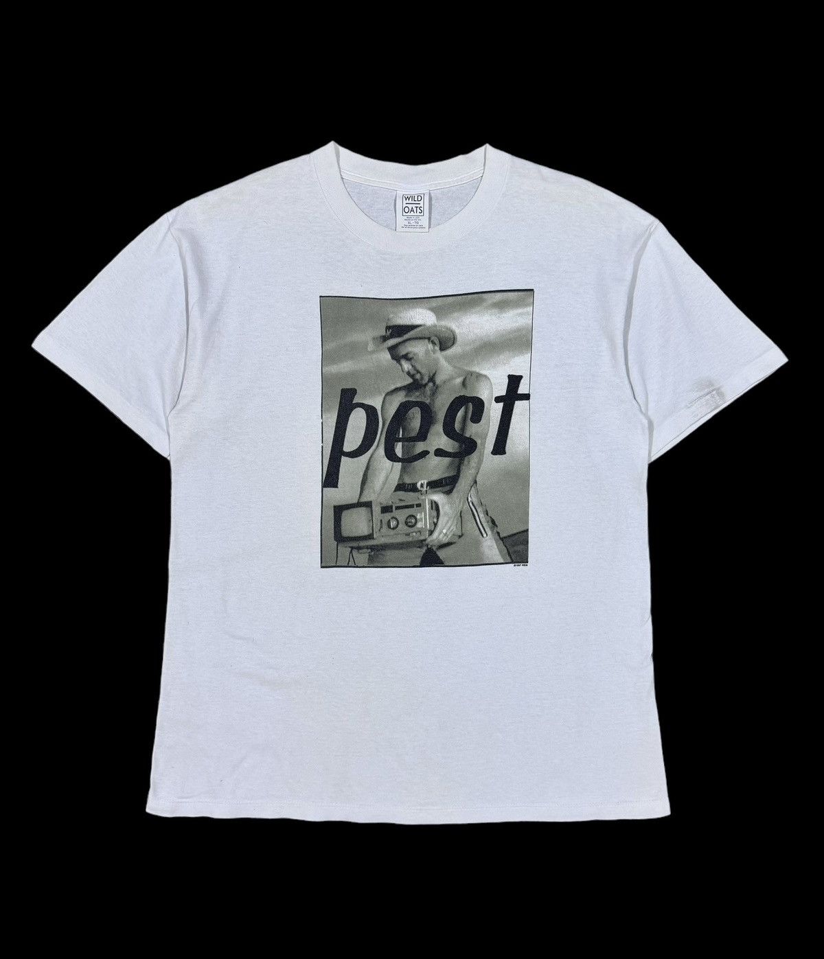 image of Band Tees x R E M Vtgr.e.m 1997 Pest Tees Rock Band in Black White, Men's (Size XL)