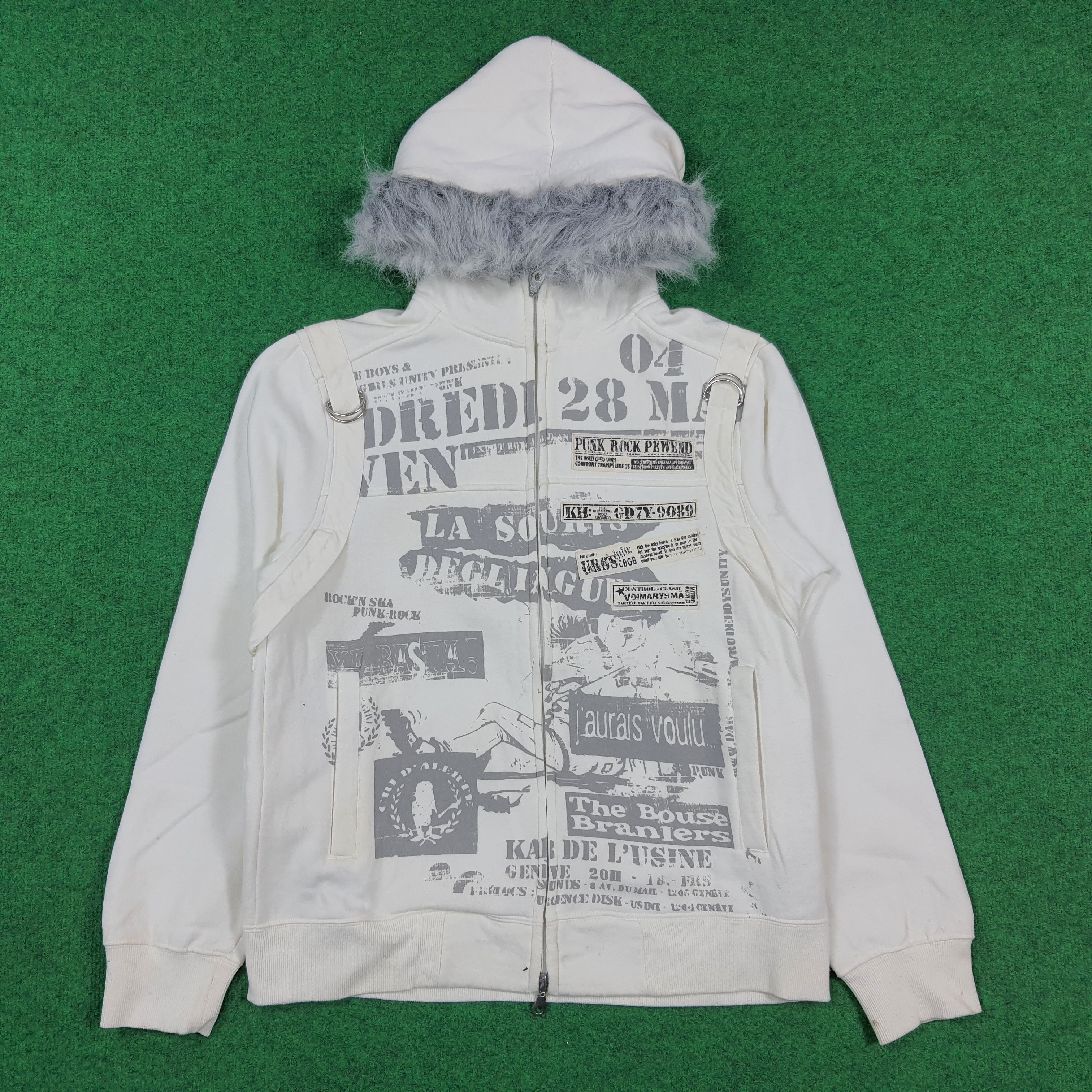 Vintage Vintage Center Clease Cyber Grunge Hoodie Fur Hood C307N16 Size US S / EU 44-46 / 1 - 1 Thumbnail