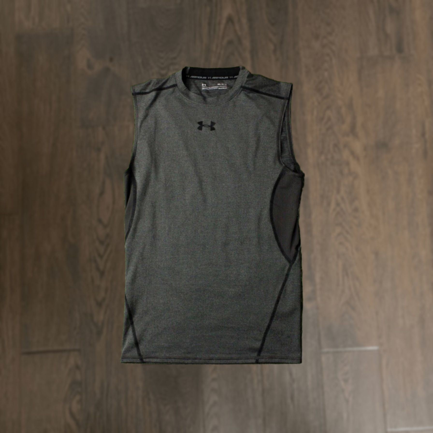 Under Armour Under Armour MEN Training HeatGear Vest Shirt Jersey M Medium Gray and Black Sleeveless Crew Neck Base Layers Sports Mens Size US M / EU 48-50 / 2 - 1 Thumbnail