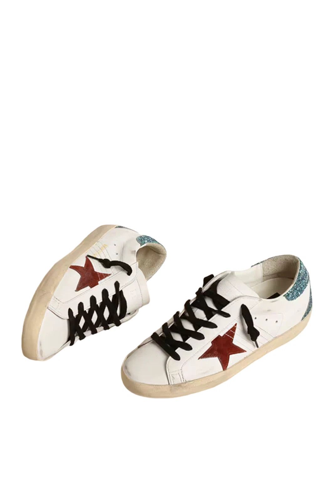 GOLDEN GOOSE Super-Star Women's Wht/Burg/Blue Sneakers